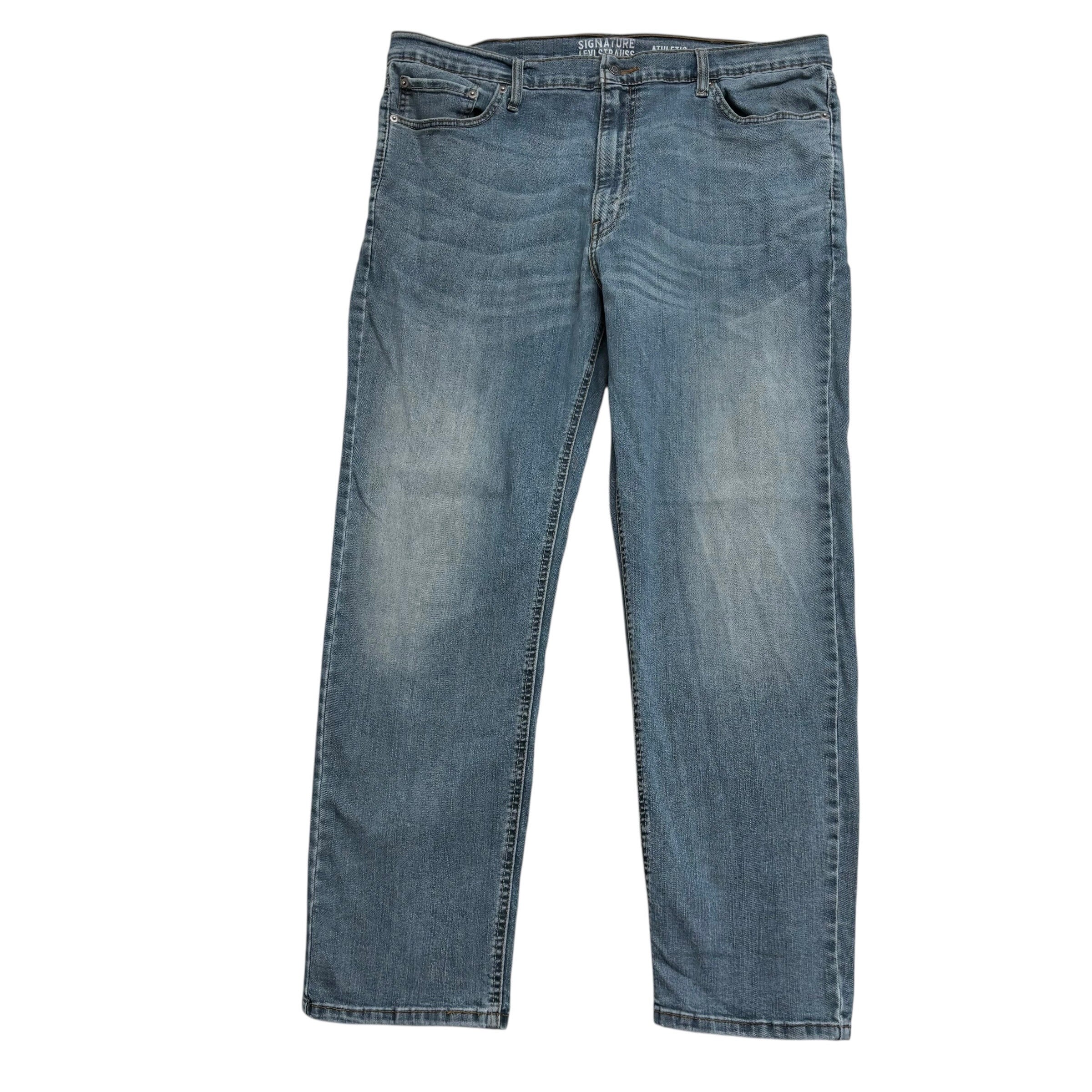 Levis Signature Jeans W40 L32 Mens Blue Athletic Taper Fit Stretch Denim