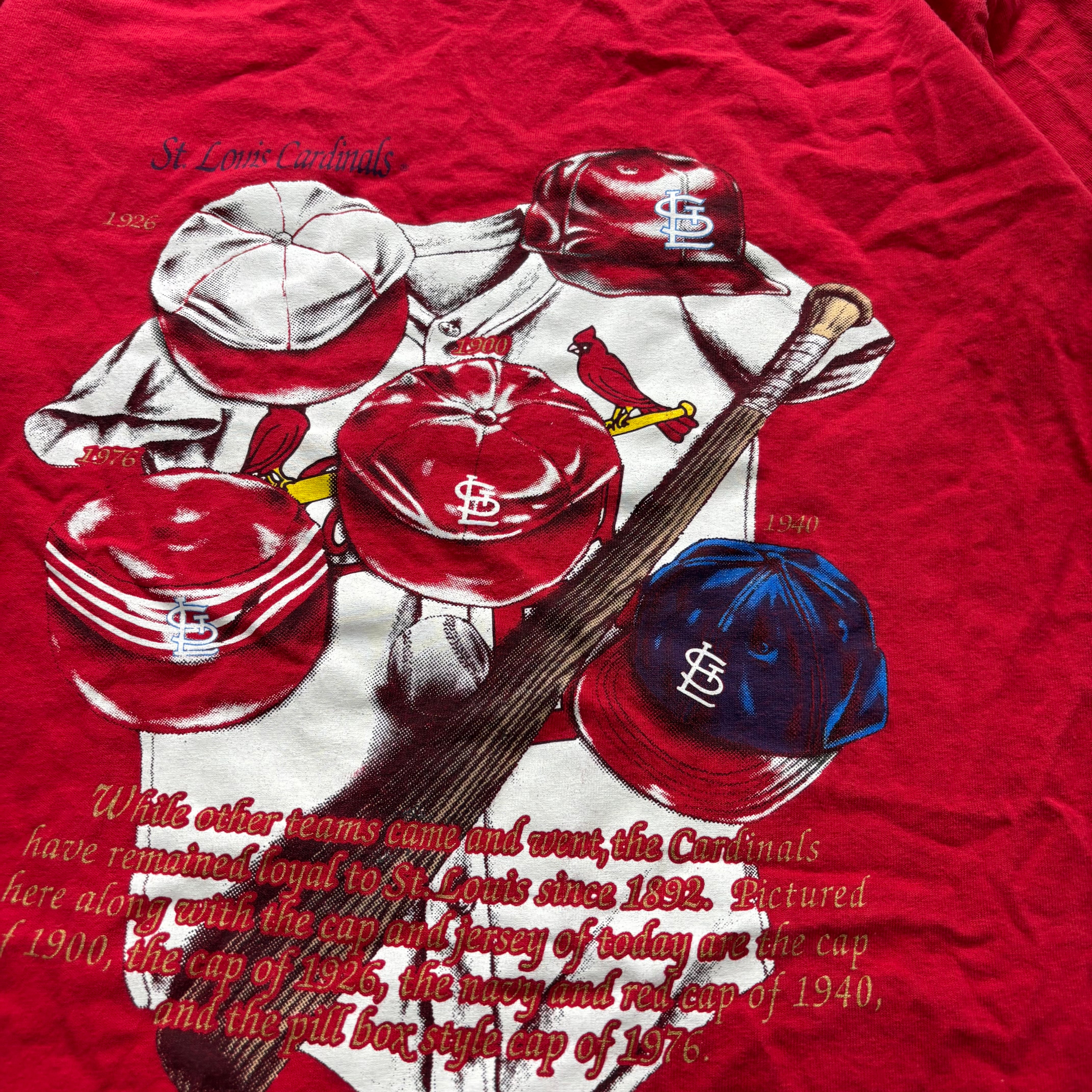 Vintage T Shirt Mens Medium Red Single Stitch Graphic Print 90s Baseball (E)
