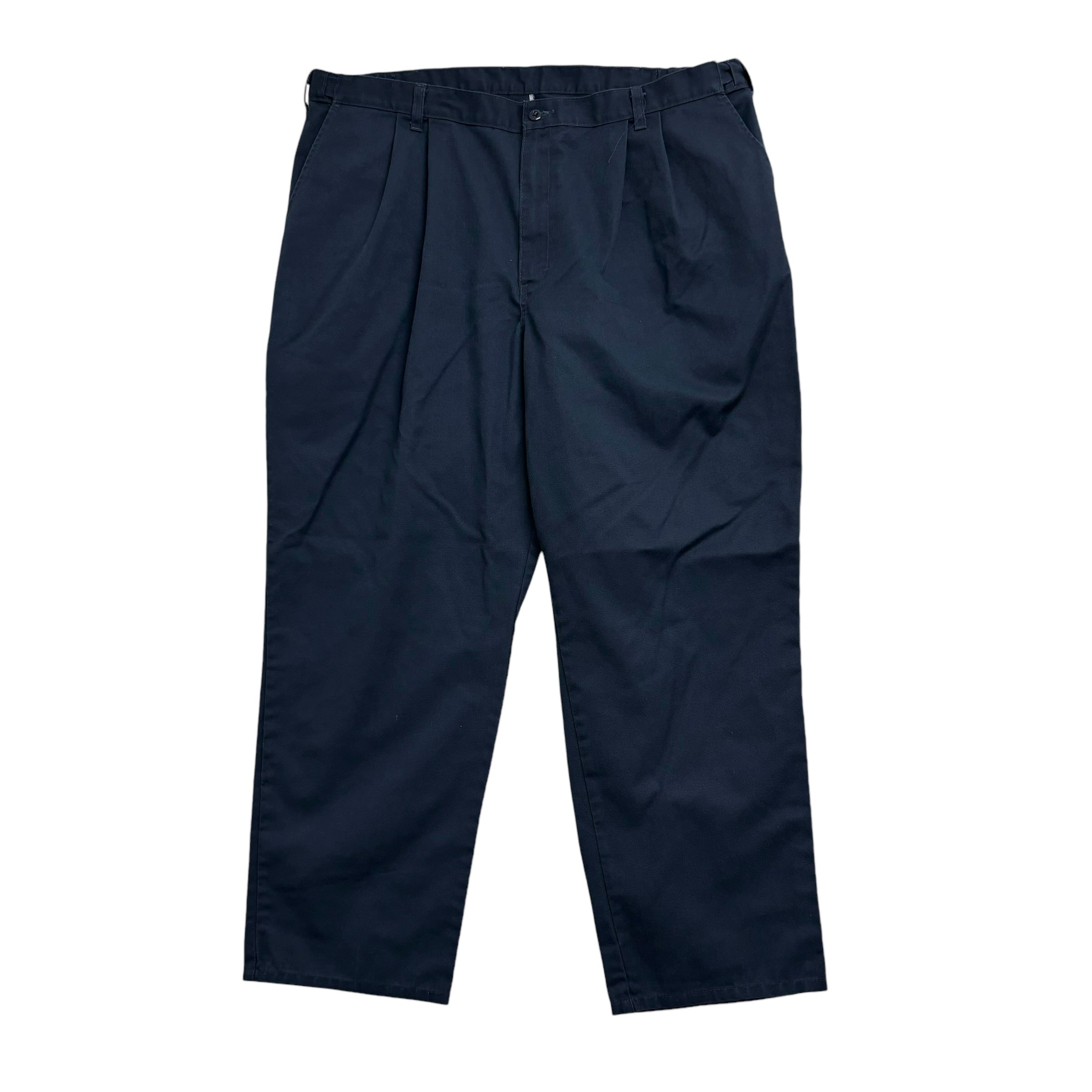 Dickies Pleated Trousers W42 L30 Mens Navy Blue Pants Relaxed Fit Workwear