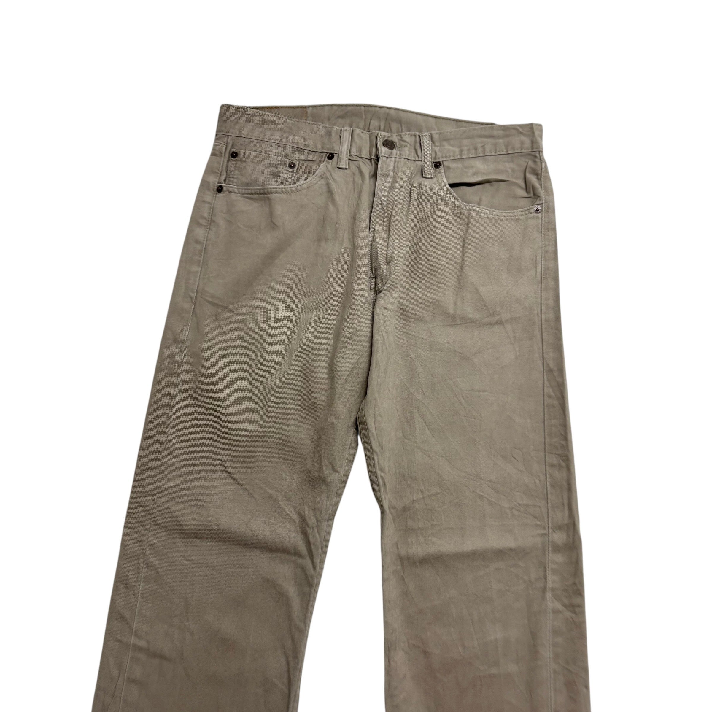 Levis 505 Trousers W33 L30 Mens Beige Regular Straight Fit Cotton Pants (E)