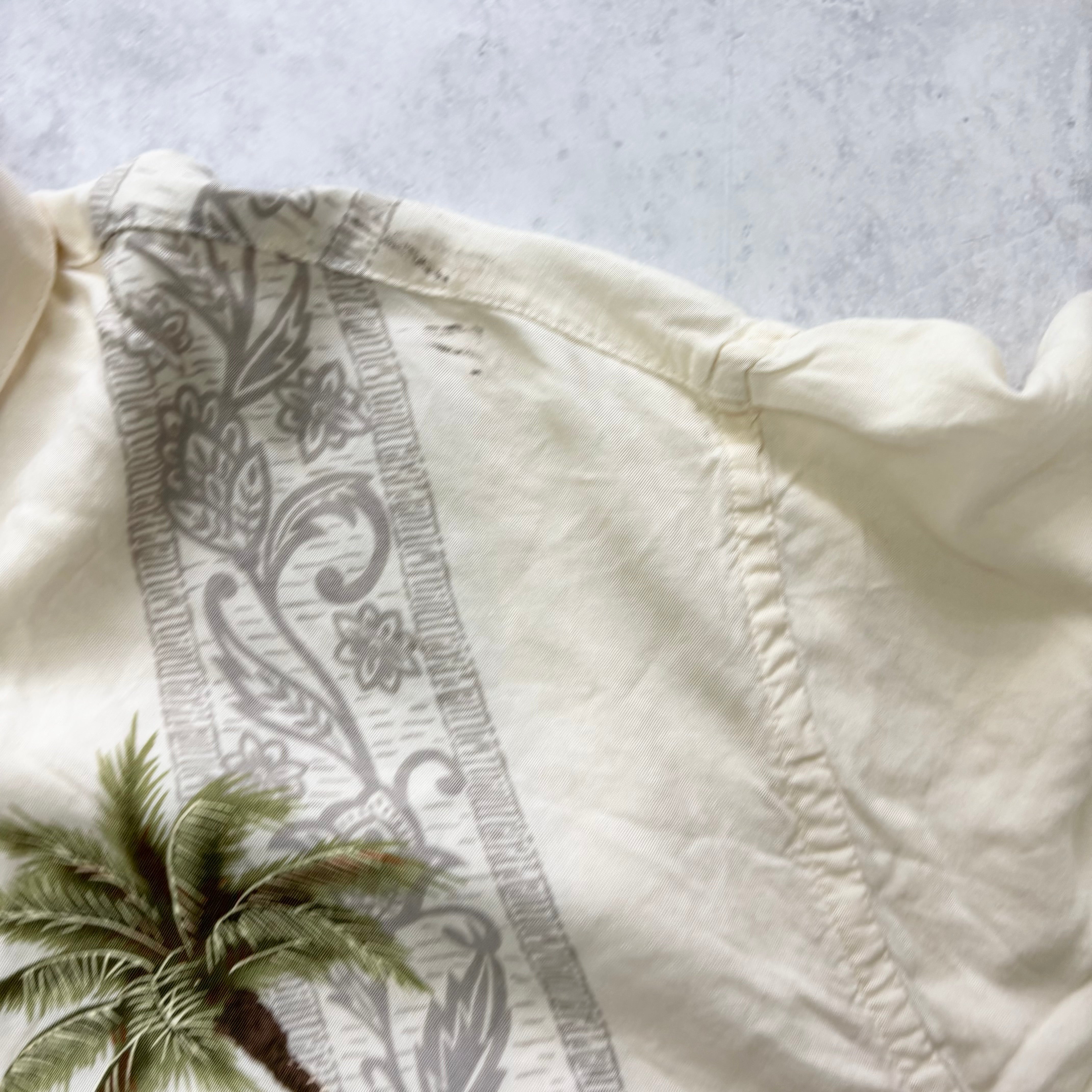 Vintage Hawaiian Shirt Mens XL Yellow Floral Aloha Short Sleeve Rayon