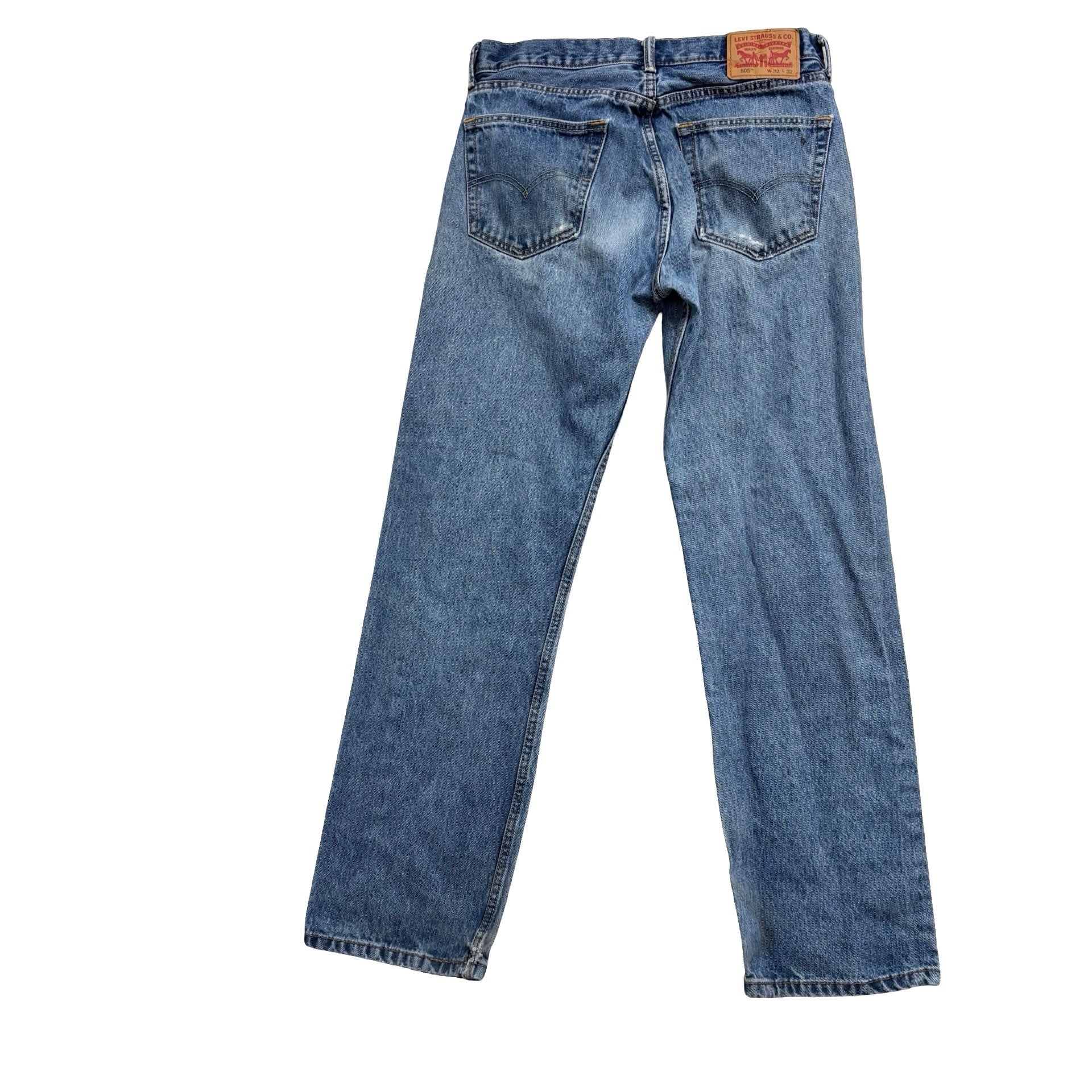 Levis 505 Jeans W32 L32 Mens Mid Blue Regular Straight Fit Denim (F)
