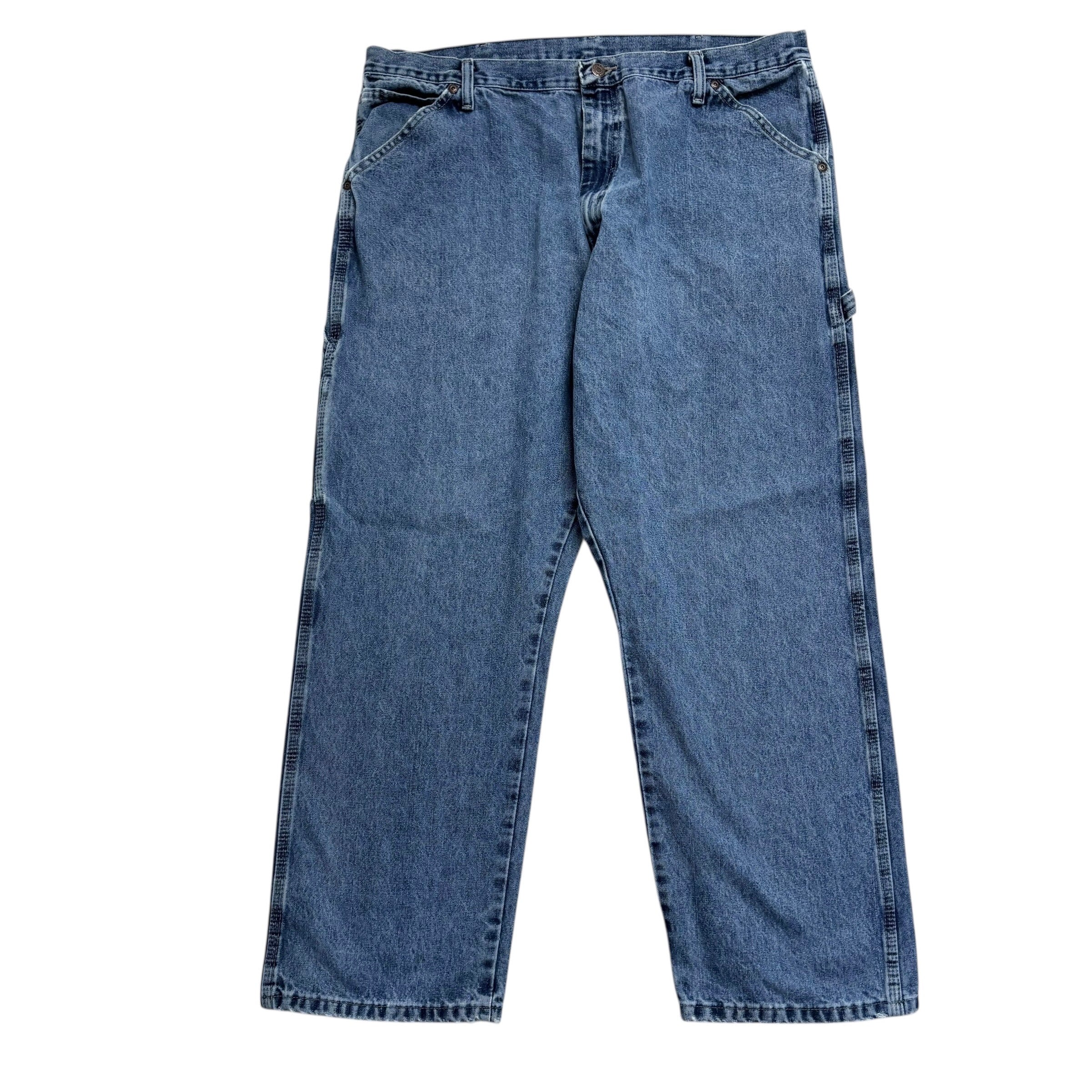 Wrangler Carpenter Jeans W40 L30 Mens Mid Blue Relaxed Straight Fit Denim (F)