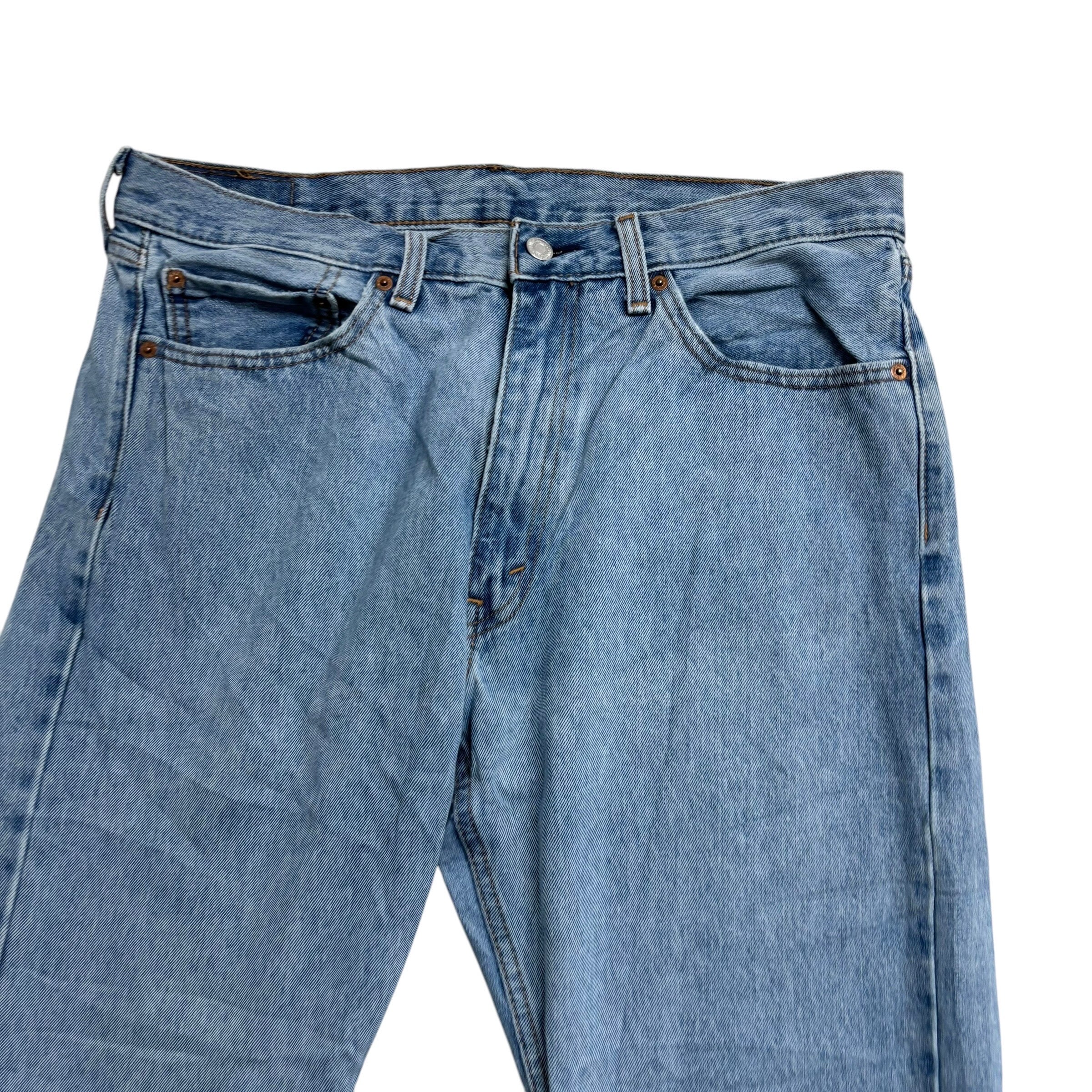 Levis 505 Jeans W36 L32 Mens Light Blue Regular Straight Fit Denim (E)