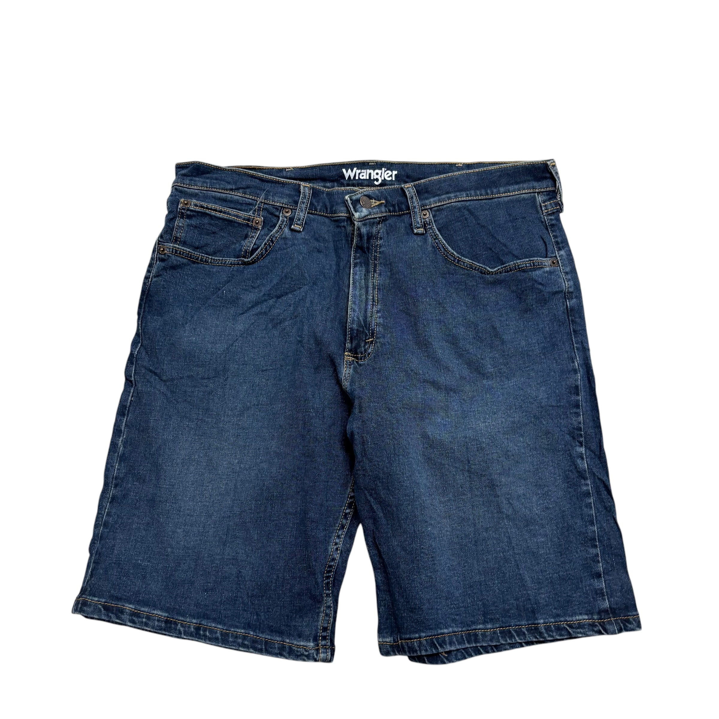 Wrangler Baggy Jorts W34 Mens Denim Shorts Dark Blue Relaxed Fit Stretch (E)
