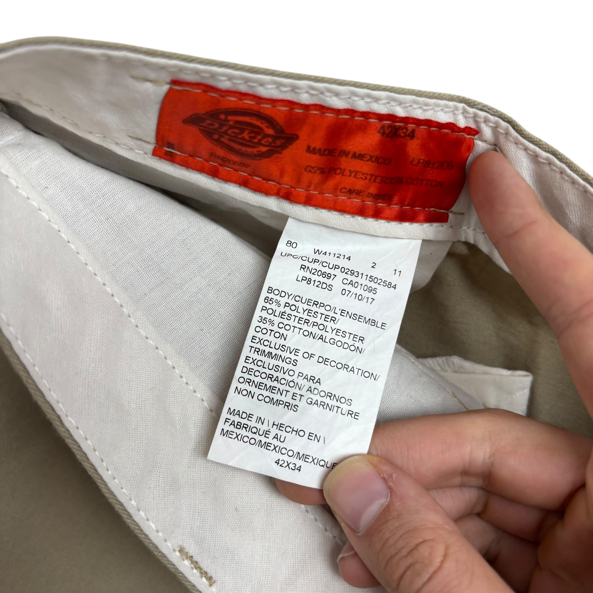 Dickies Chino Trousers W40 L33 Mens Beige Relaxed Straight Fit Pants