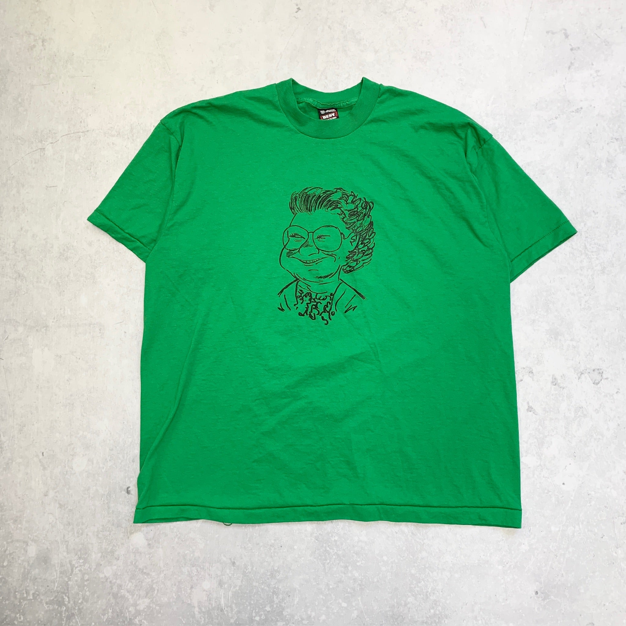 Vintage T Shirt Mens XXL Green Single Stitch Graphic Print 90s USA Cartoon