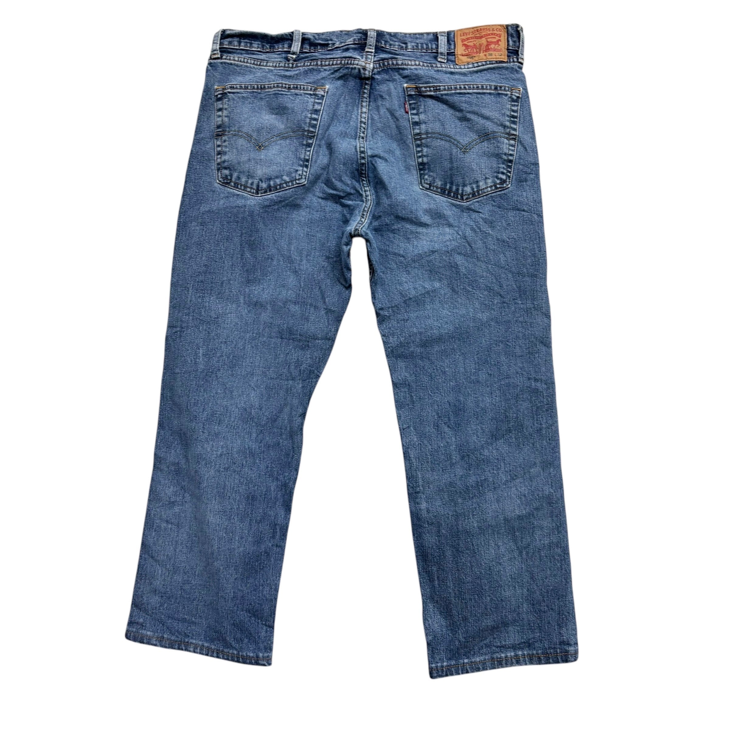 Levis 505 Jeans W38 L26 Mens Mid Blue Regular Straight Fit Stretch Denim (E)