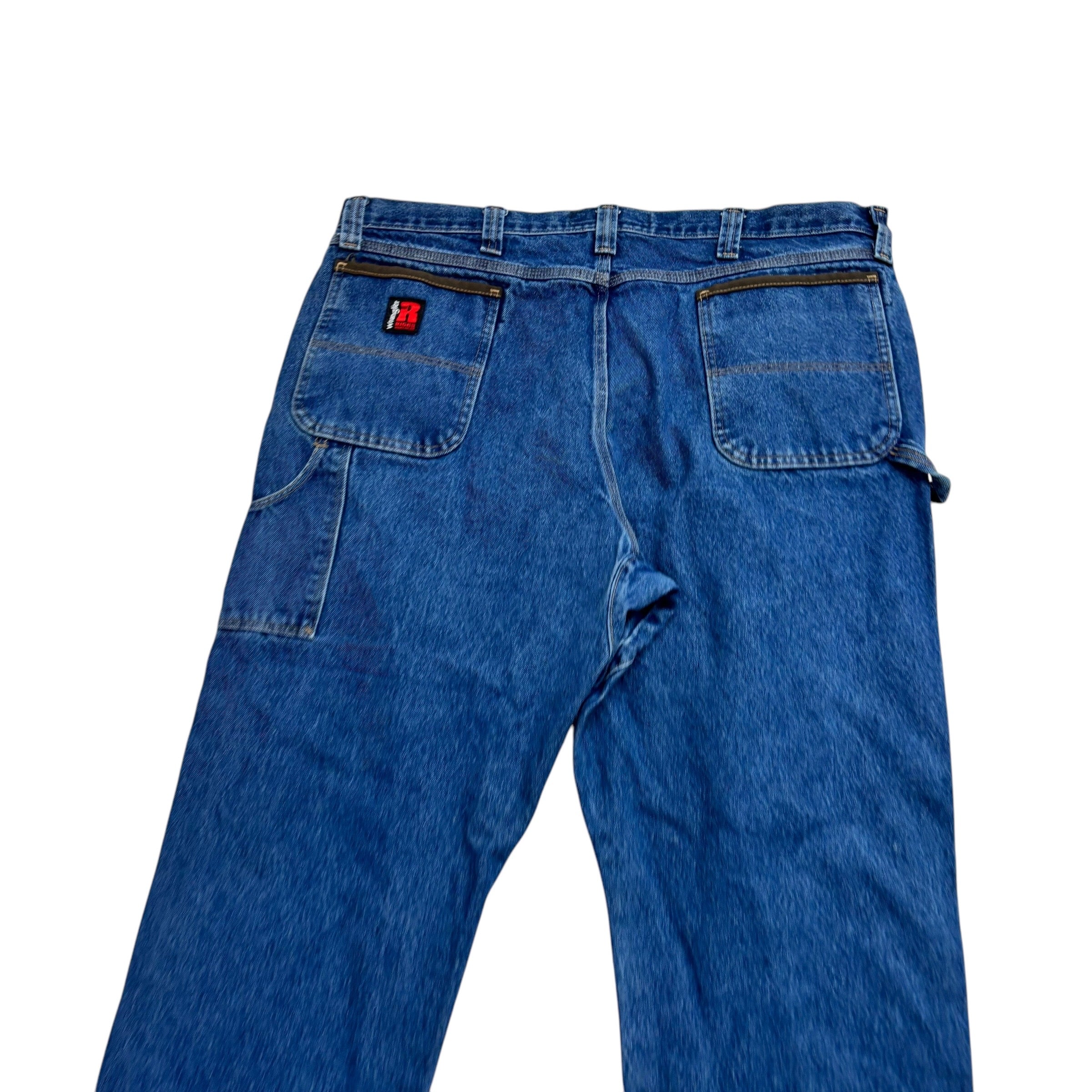 Wrangler Carpenter Jeans W42 L30 Mens Mid Blue Baggy Relaxed Straight Fit Denim