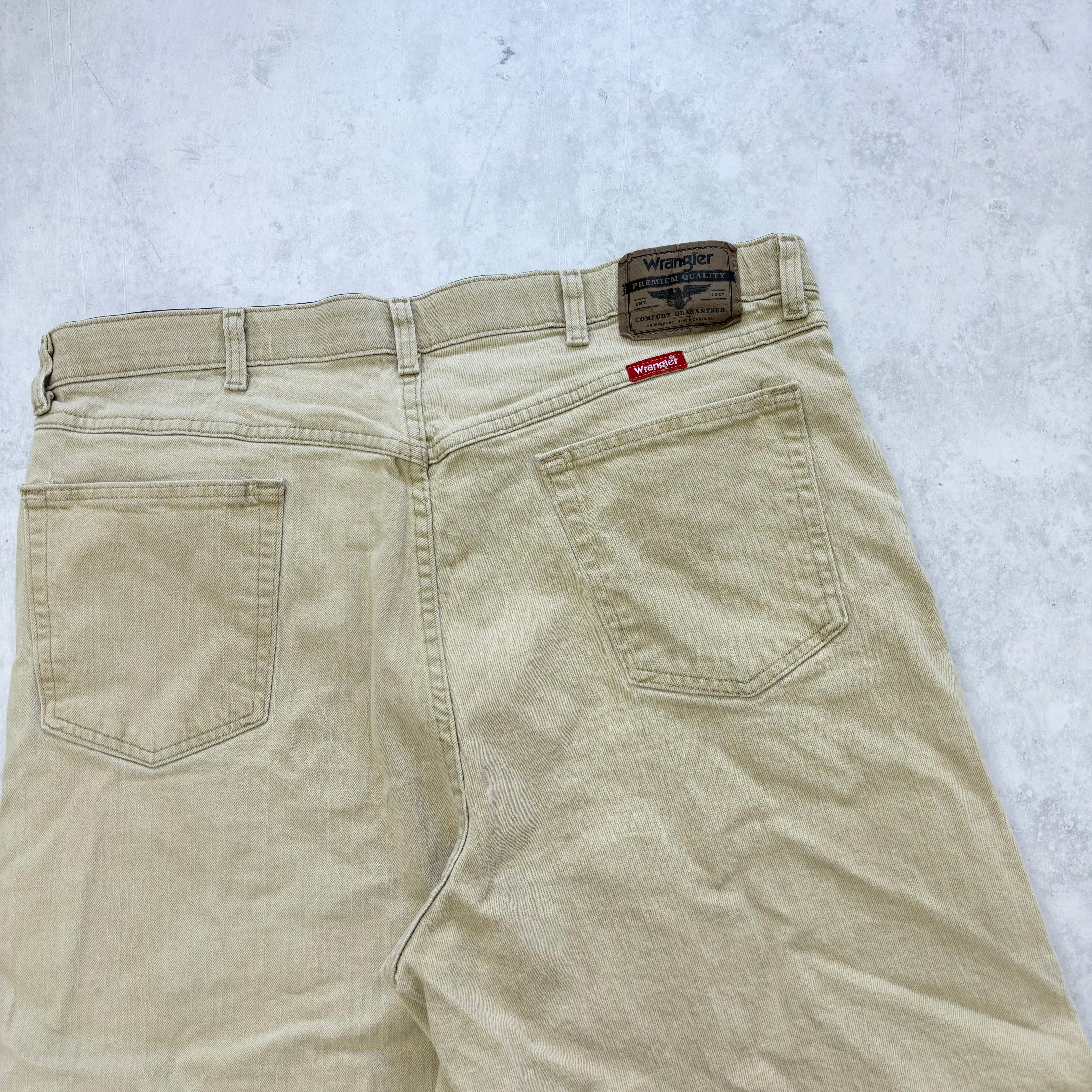 Vintage Wrangler Jorts W38 Mens Denim Shorts Beige Tan Regular Fit