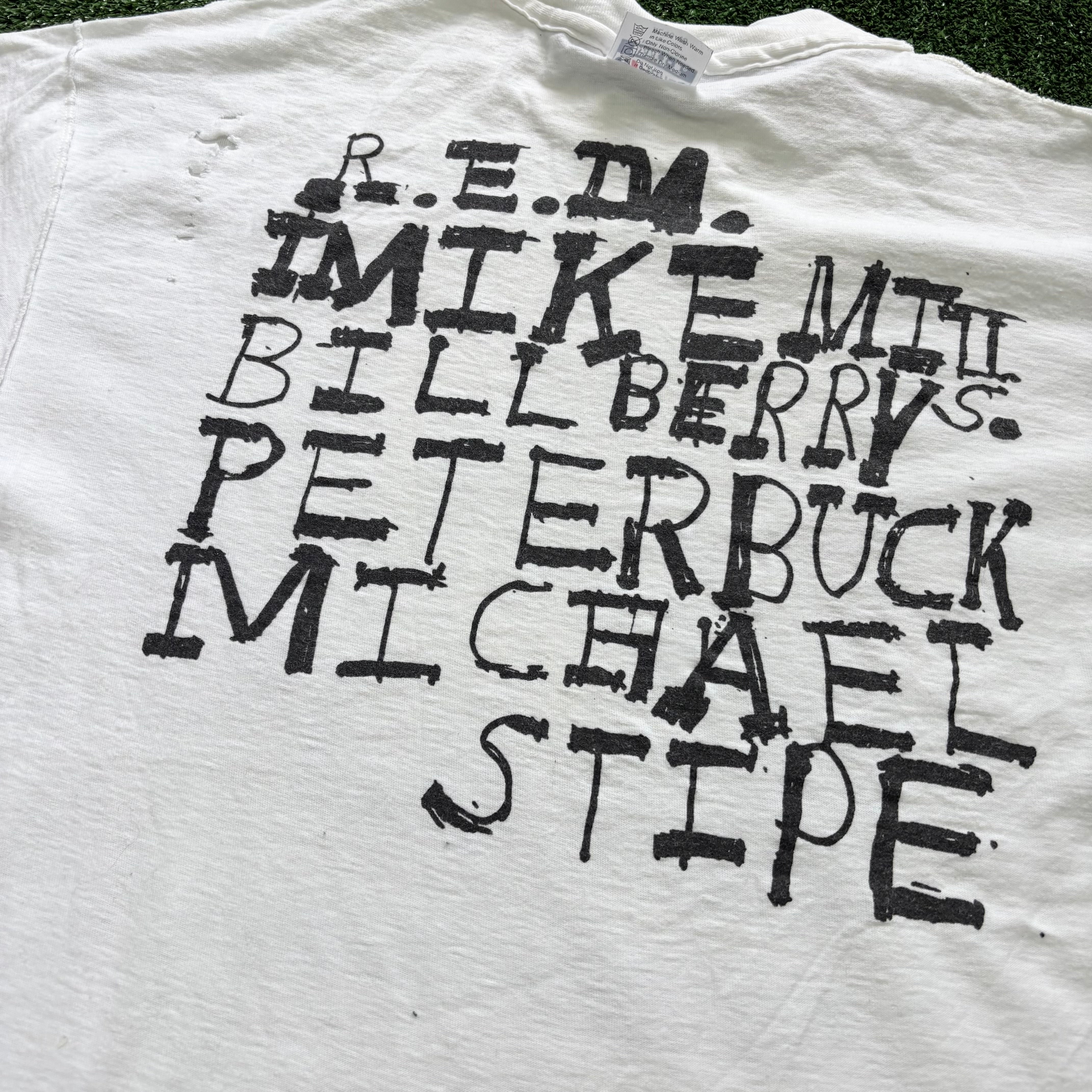 Vintage REM T Shirt Mens XL White Single Stitch Turn You Inside Out Music (F)
