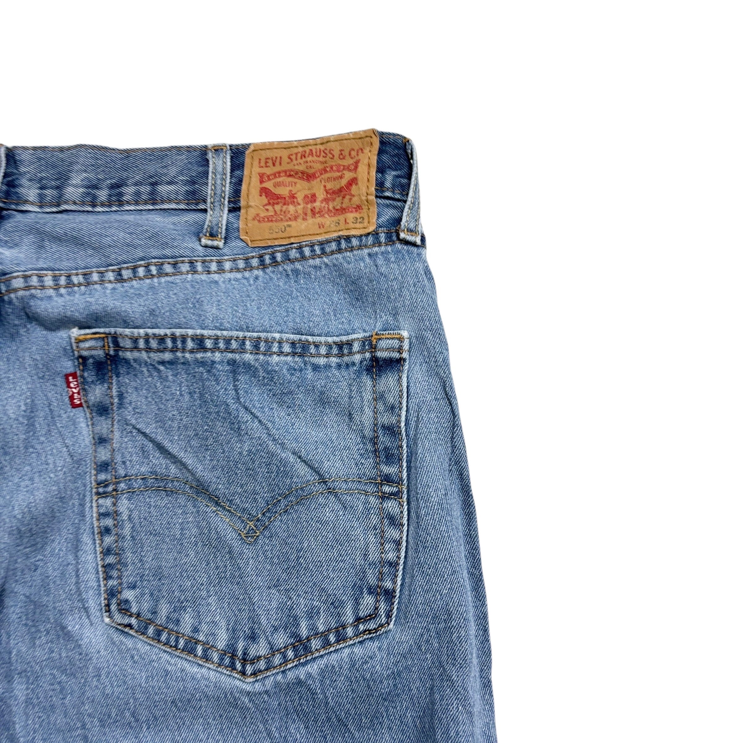 Levis 550 Jeans W38 L32 Mens Light Blue Baggy Relaxed Straight Fit Denim (E)