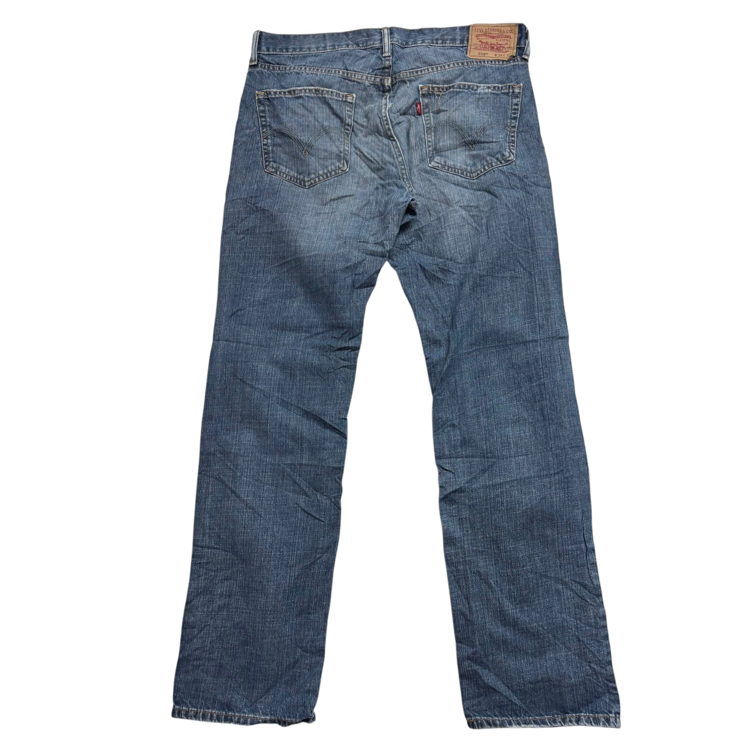 Levis 559 Jeans W34 L34 Mens Mid Blue Baggy Relaxed Straight Fit Vintage