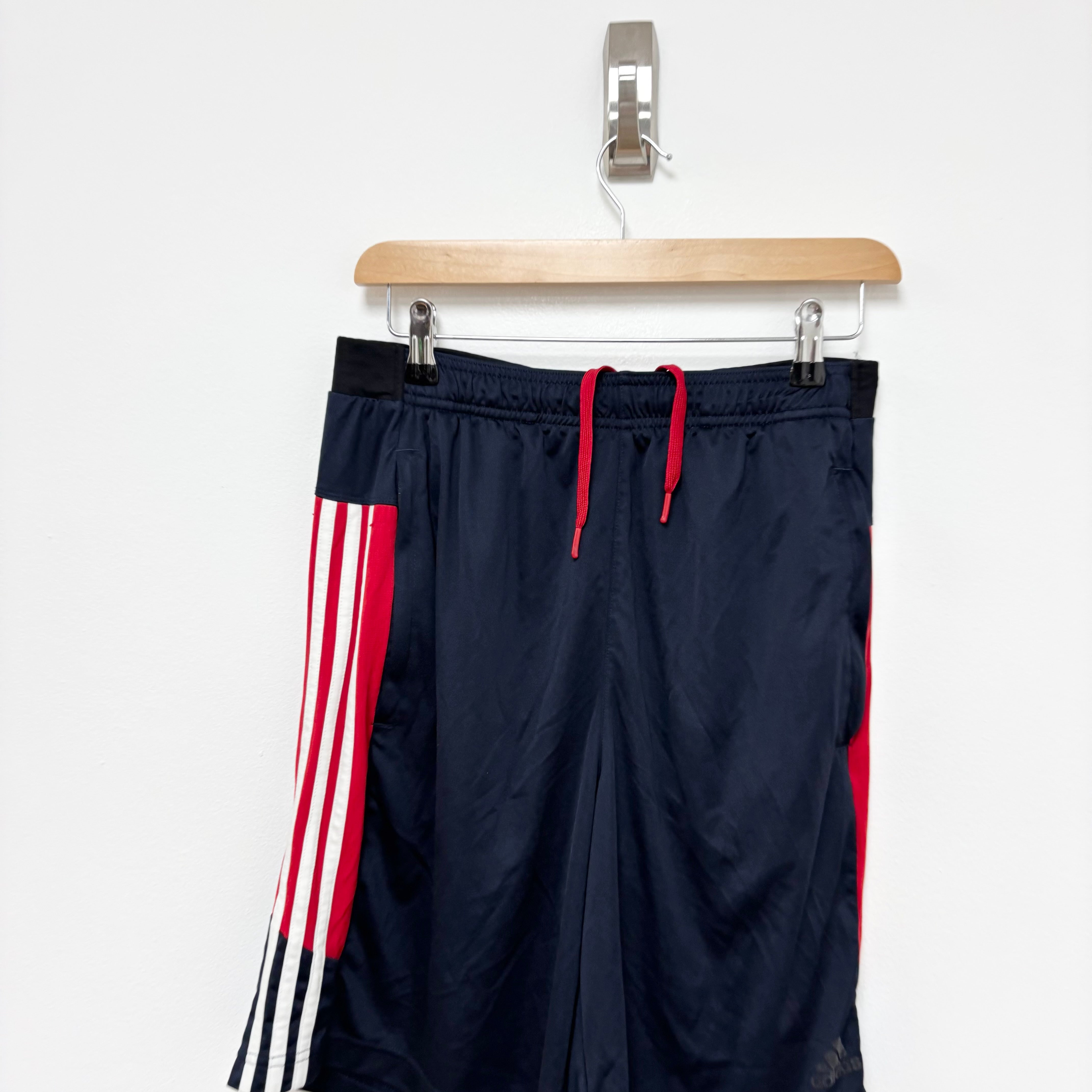 Adidas Shorts Mens Medium Navy Blue Sports Running Gym Athletic Pockets (E)