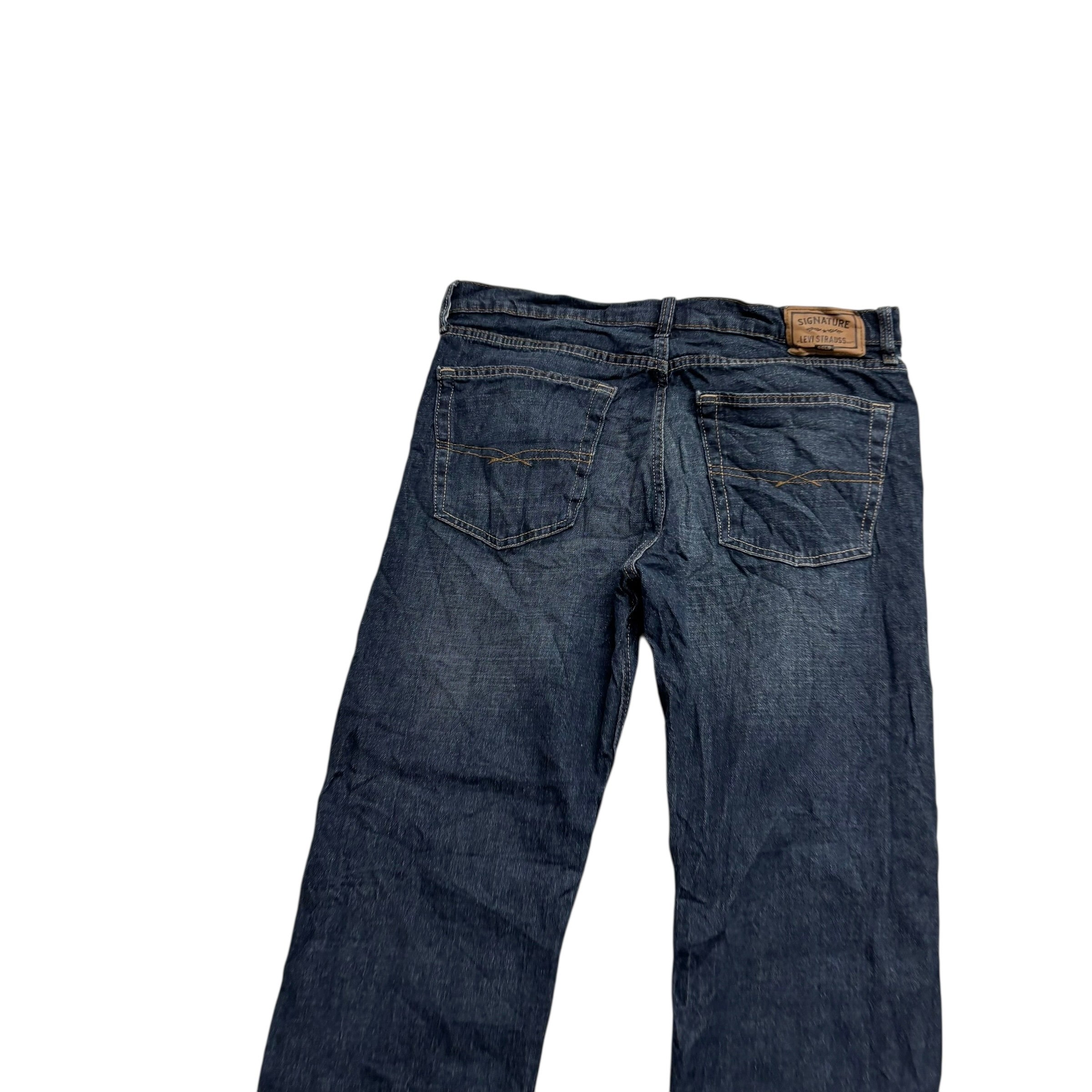Levis Signature Jeans W36 L34 Mens Dark Blue Regular Straight Fit Stretch (E)
