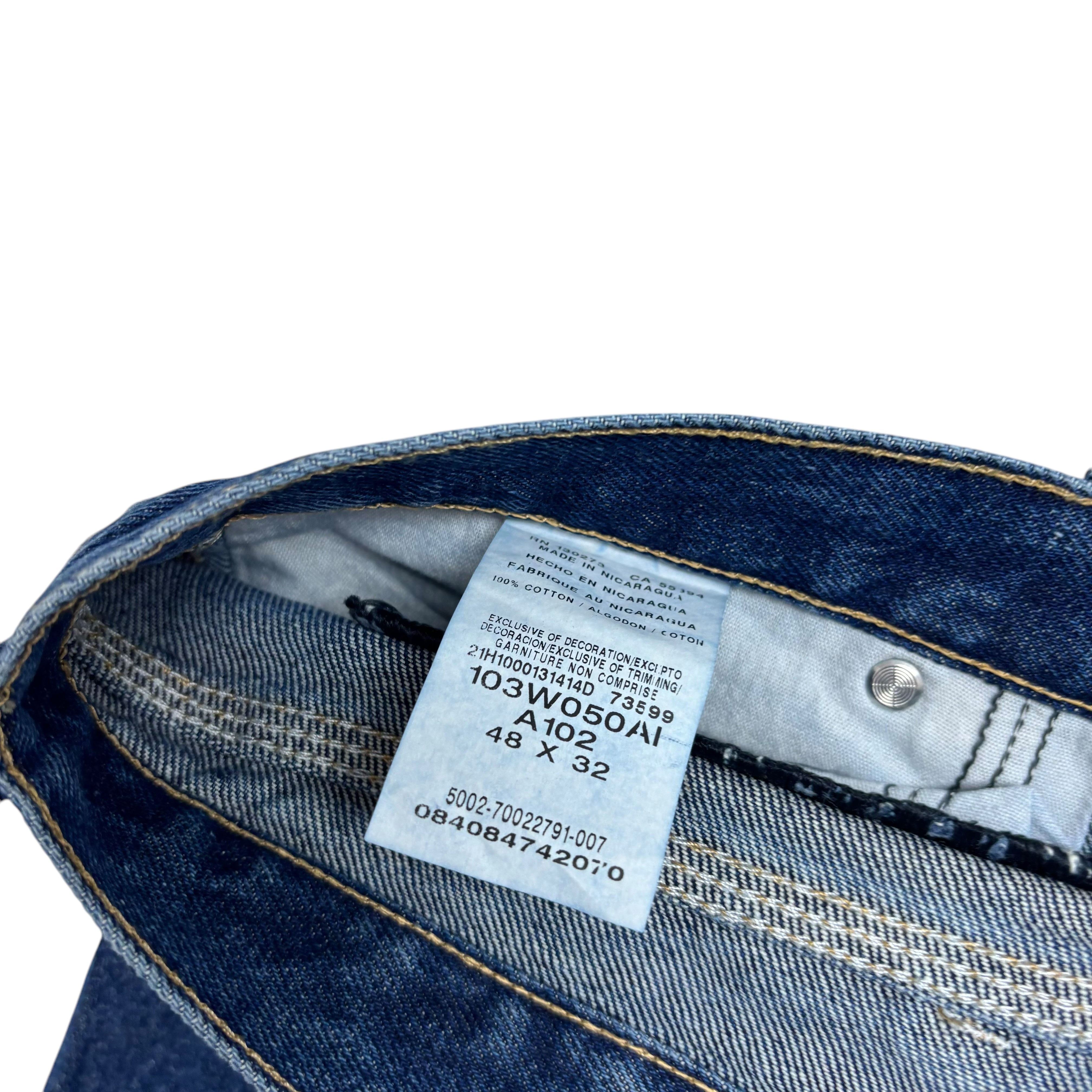 Wrangler Jeans W48 L32 Mens Mid Blue Relaxed Straight Fit Vintage Denim (E)