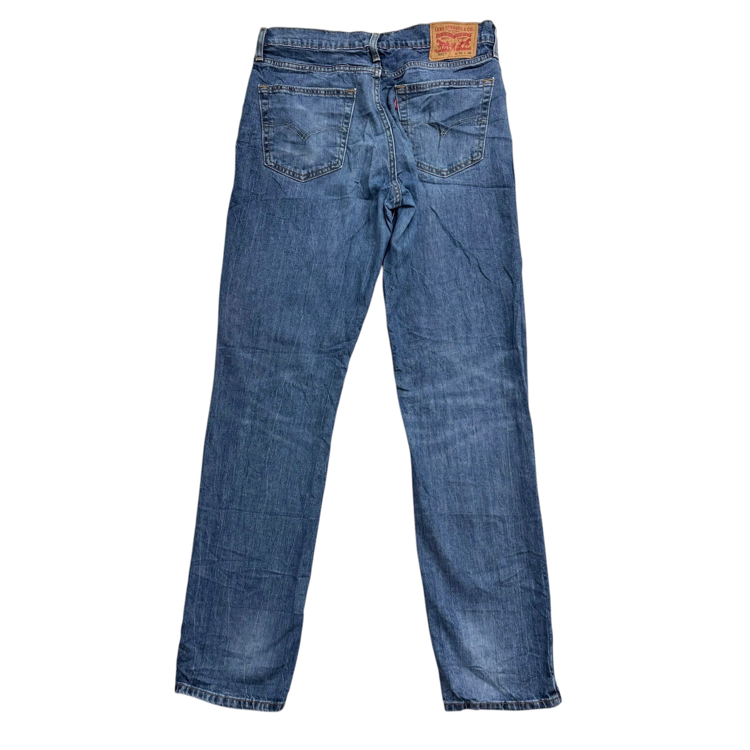 Levis 541 Jeans W32 L36 Mens Mid Blue Athletic Tapered Fit Stretch Denim (E)