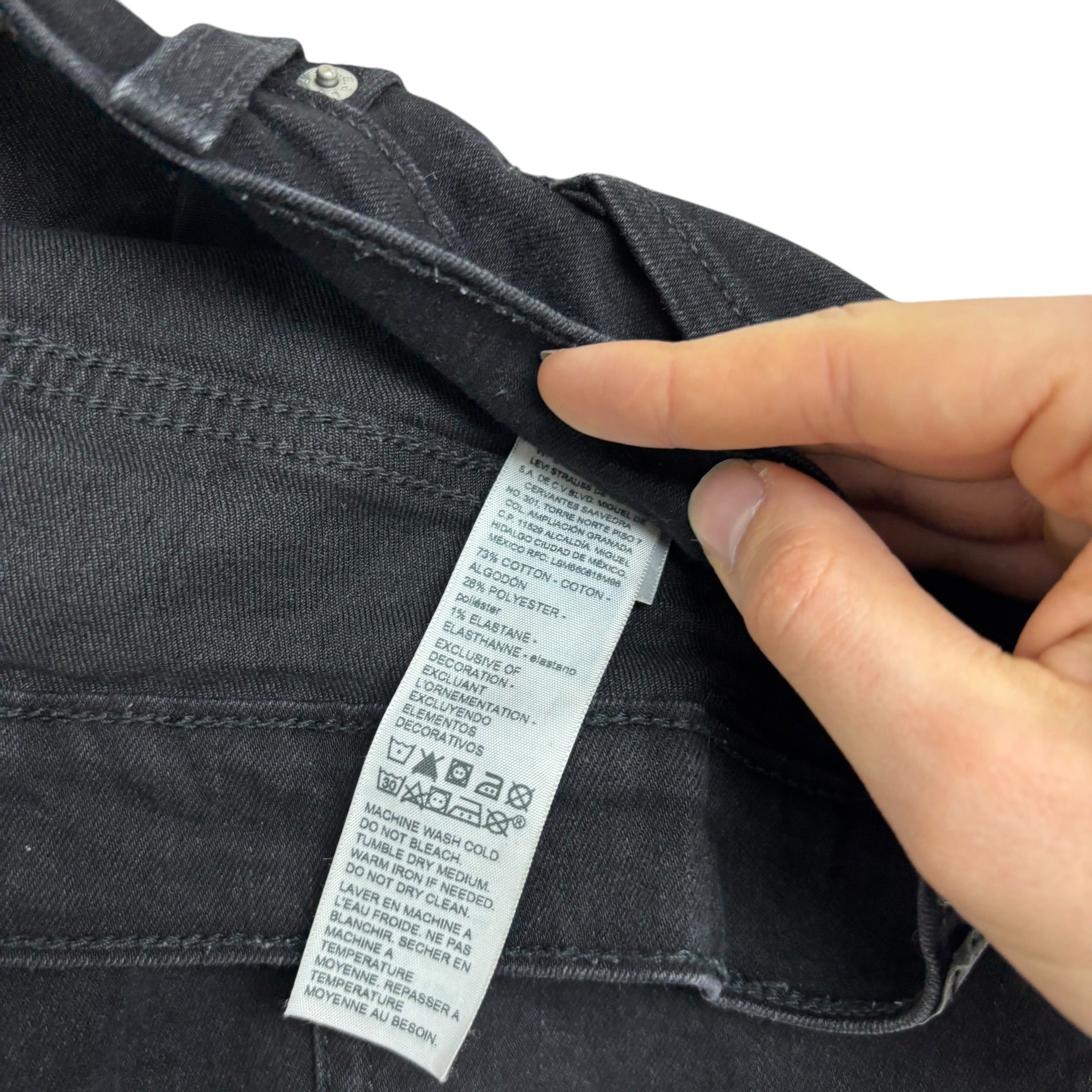 Levis Signature Jeans W36 L30 Mens Black Slim Fit Stretch Denim (E)