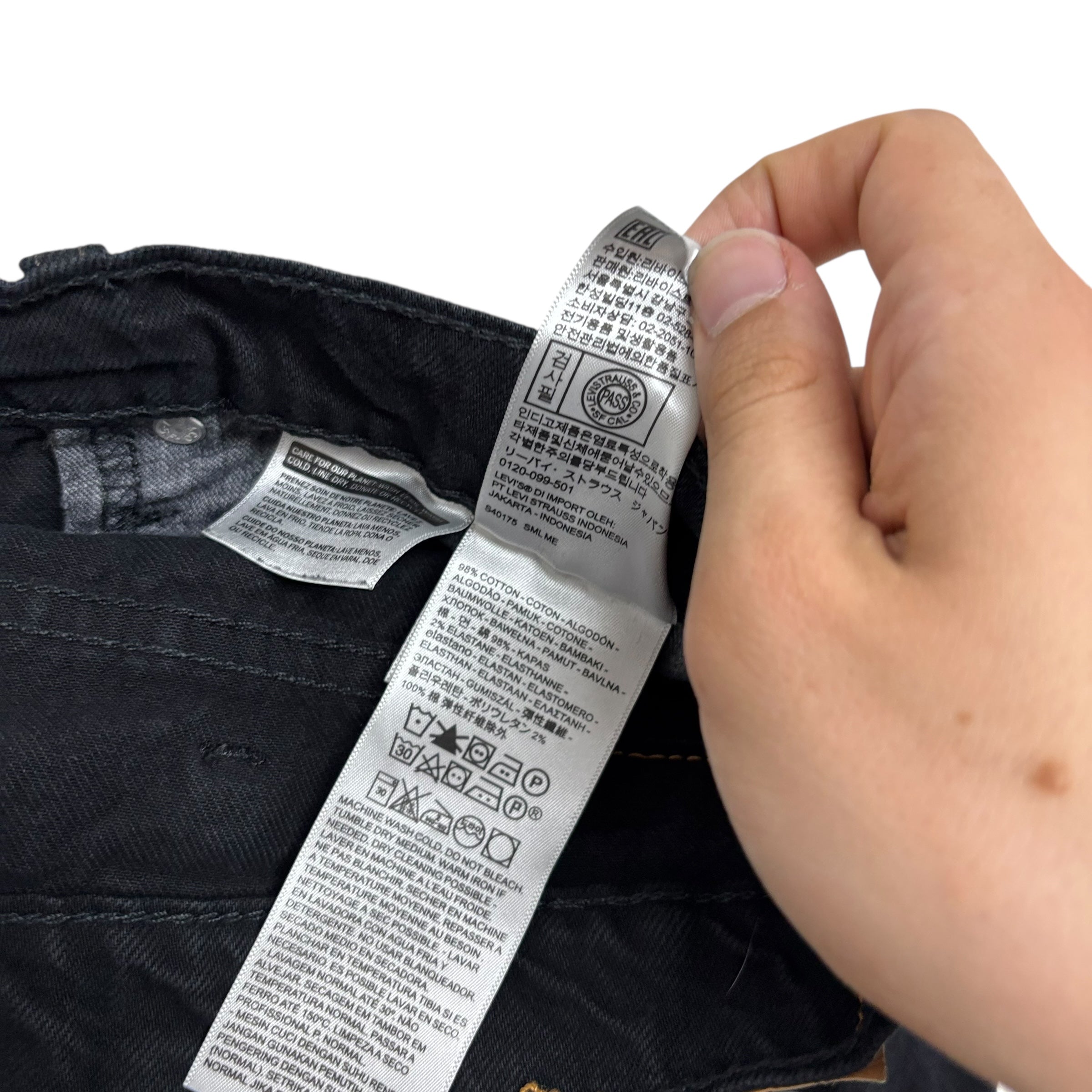 Levis 531 Jeans W42 L30 Mens Black Athletic Slim Stretch Distressed Denim (E)