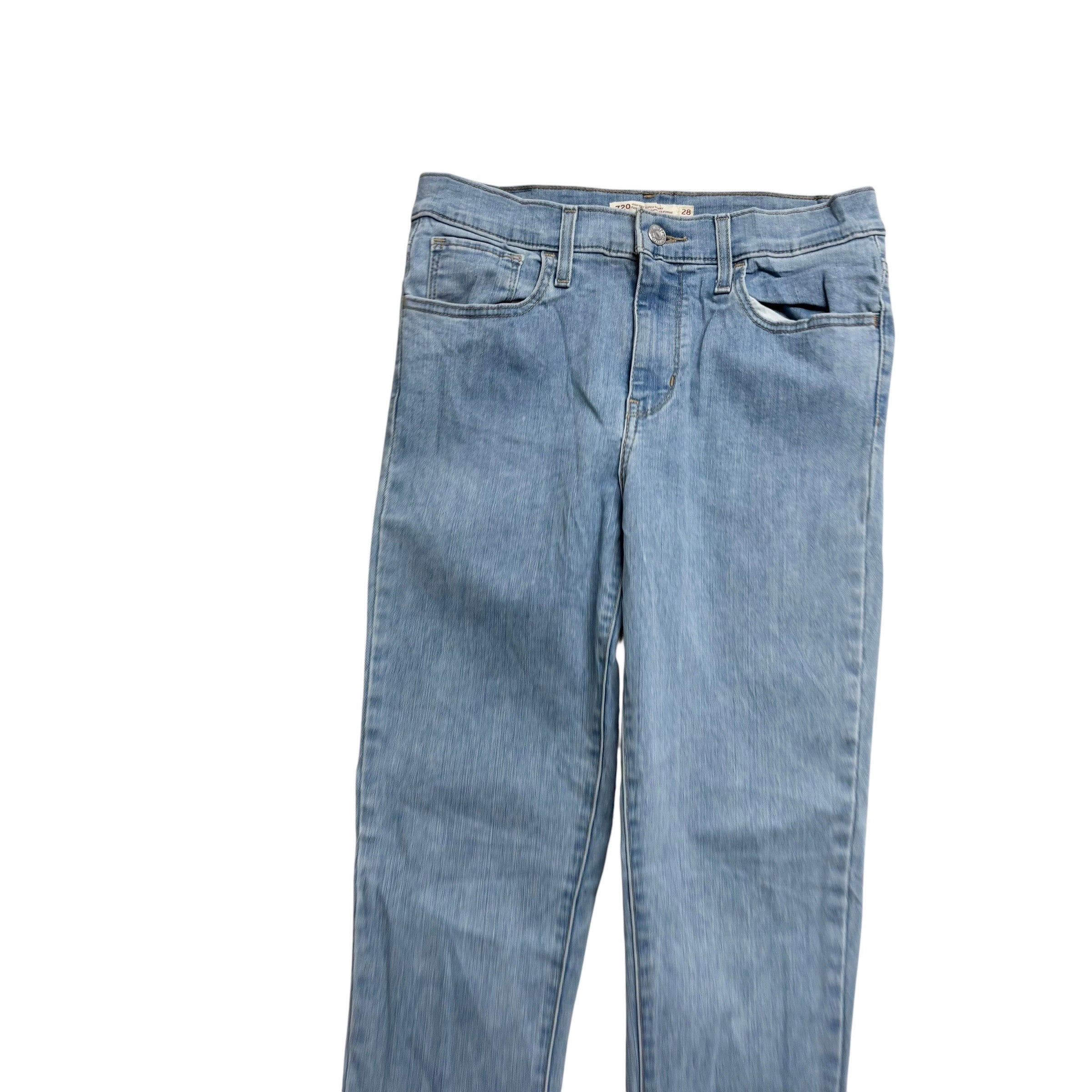 Levis 720 Jeans W28 L30 Womens High Rise Super Skinny Light Blue Stretch (E)