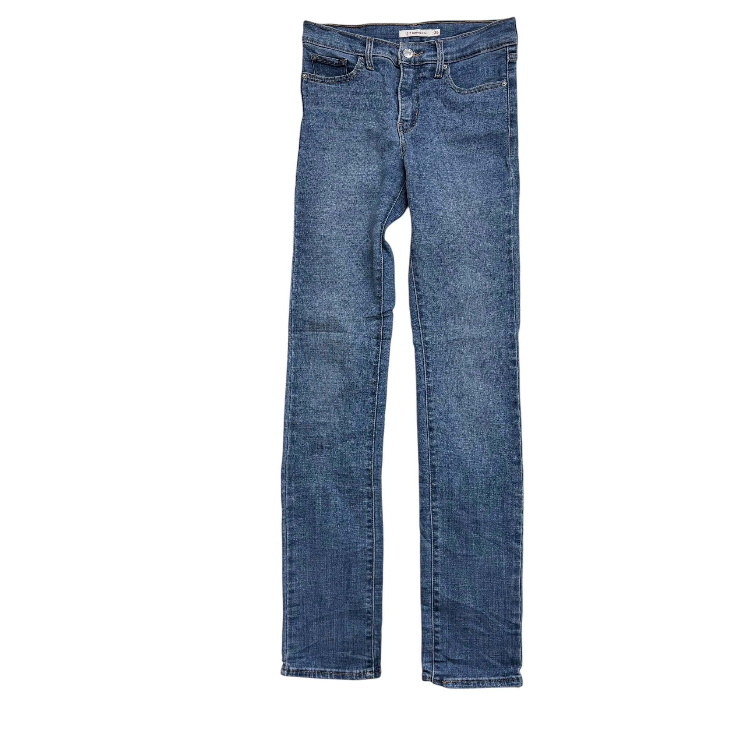 Levis 312 Jeans W26 L32 Womens Shaping Slim Fit Mid Blue Stretch Denim (E)