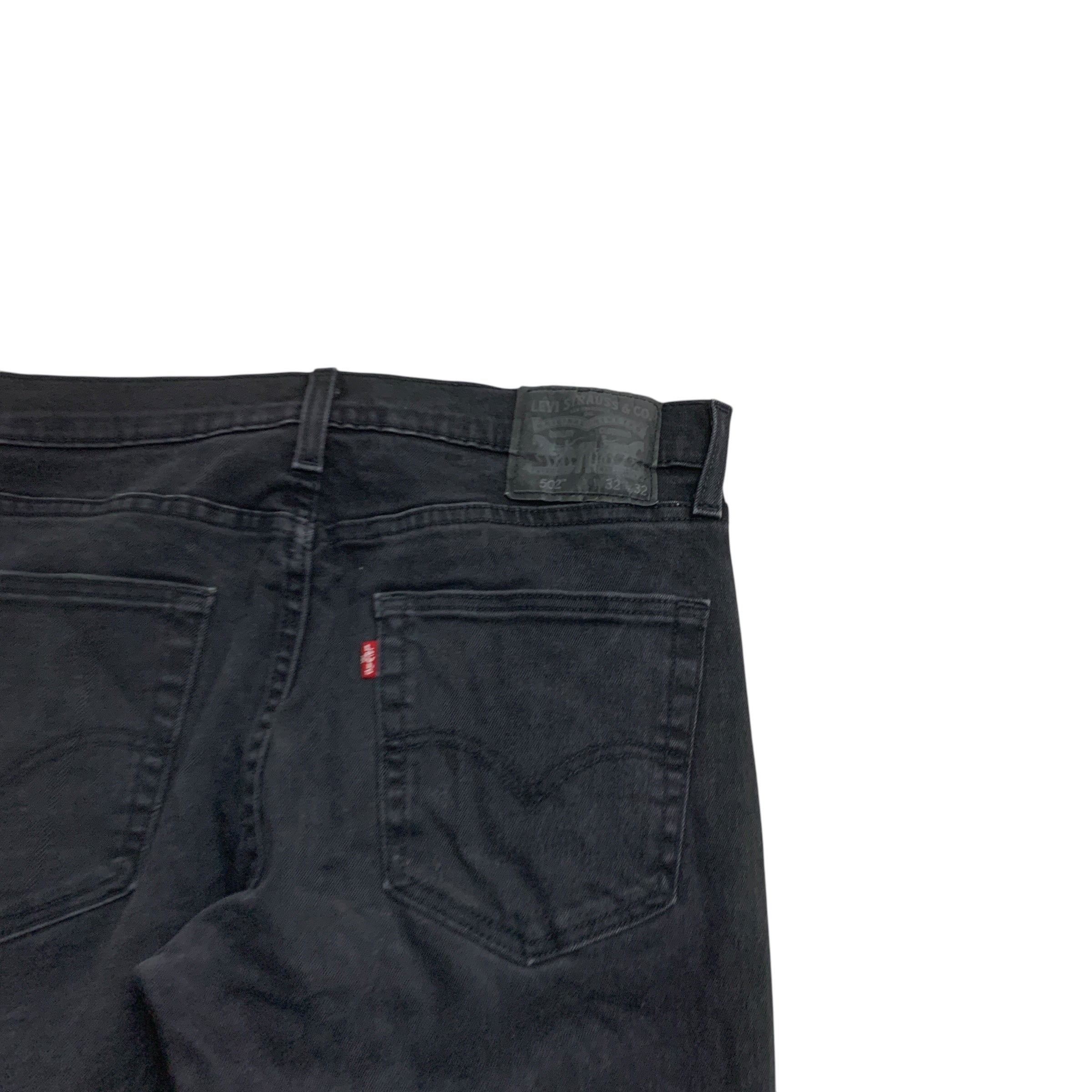 Levis 502 Jeans W32 L32 Mens Black Regular Tapered Fit Stretch Denim