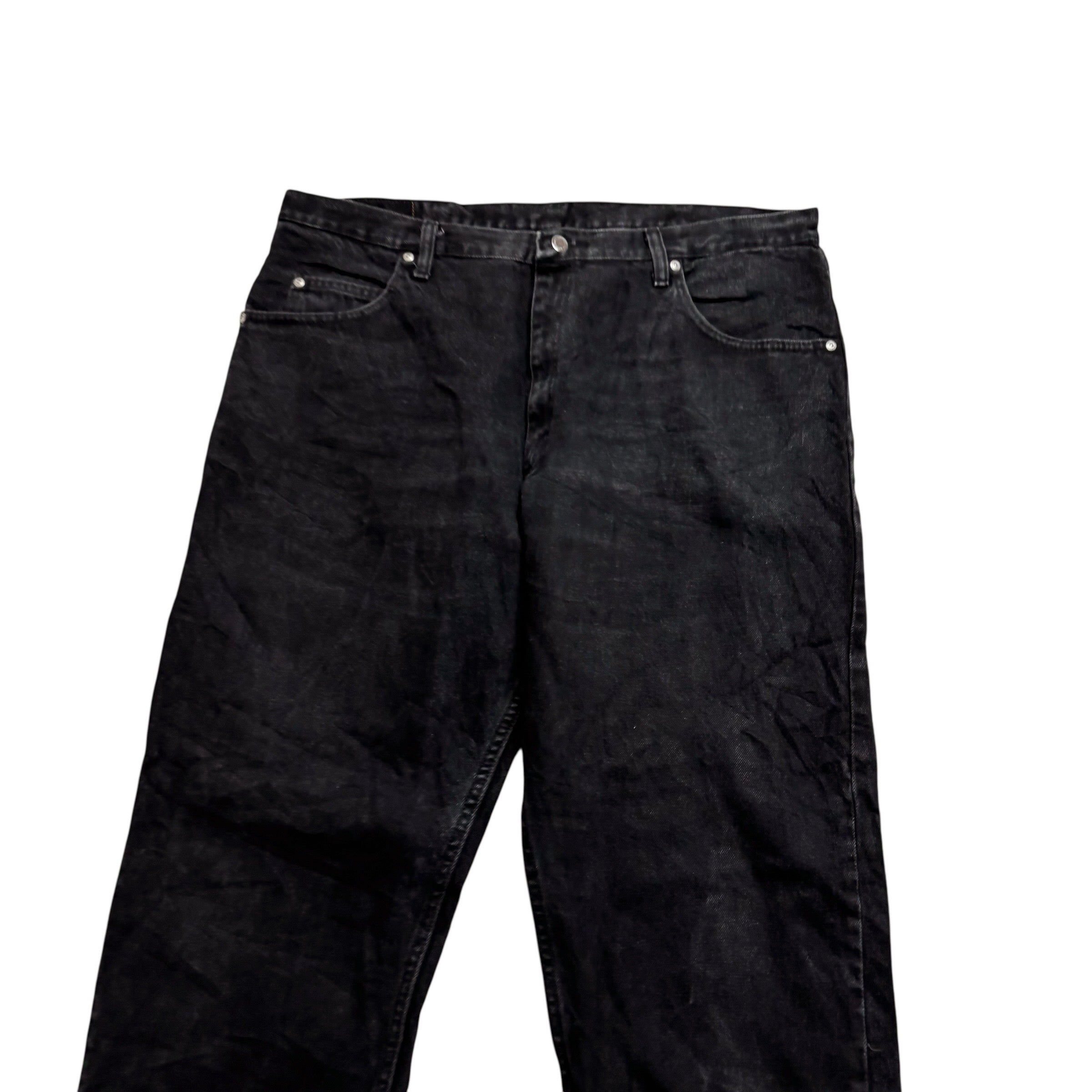 Wrangler Jeans W40 L30 Mens Black Relaxed Straight Fit Denim (E)