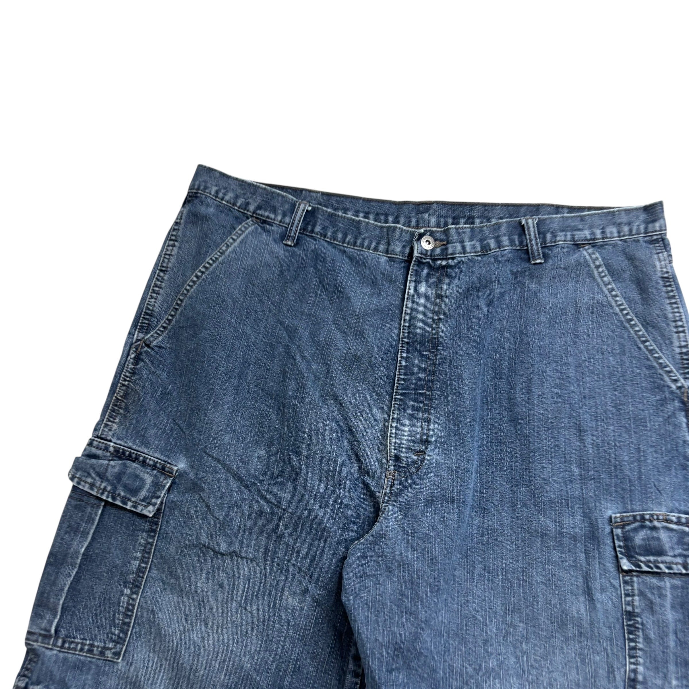 Wrangler Baggy Jorts W42 Mens Mid Blue Denim Shorts Cargo Relaxed Fit