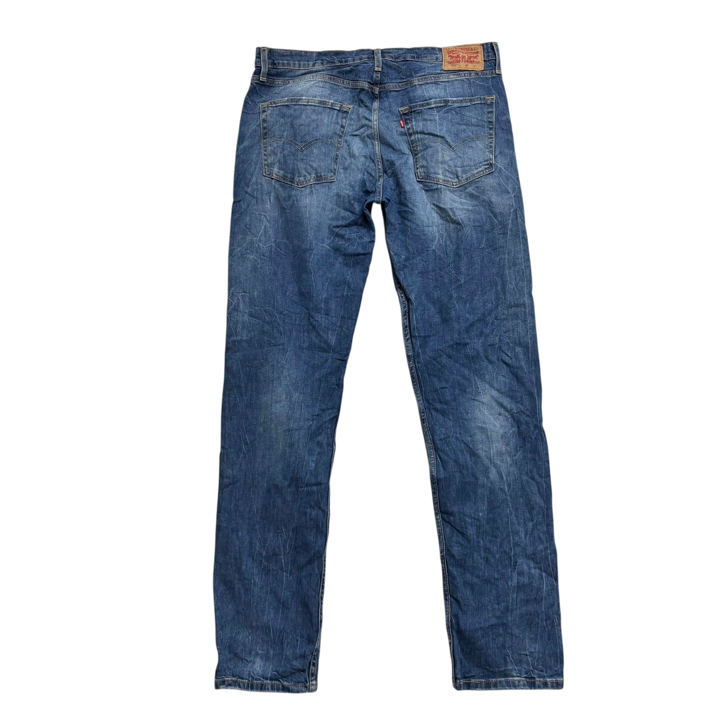 Levis 502 Jeans W36 L38 Mens Mid Blue Regular Tapered Fit Stretch Denim