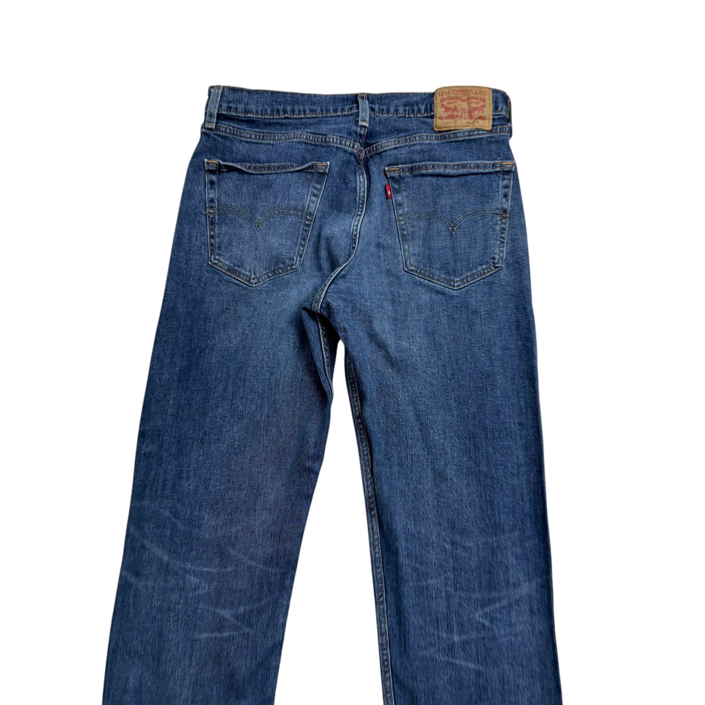 Levis 505 Jeans W32 L31 Mens Mid Blue Regular Straight Fit Stretch Denim (E)
