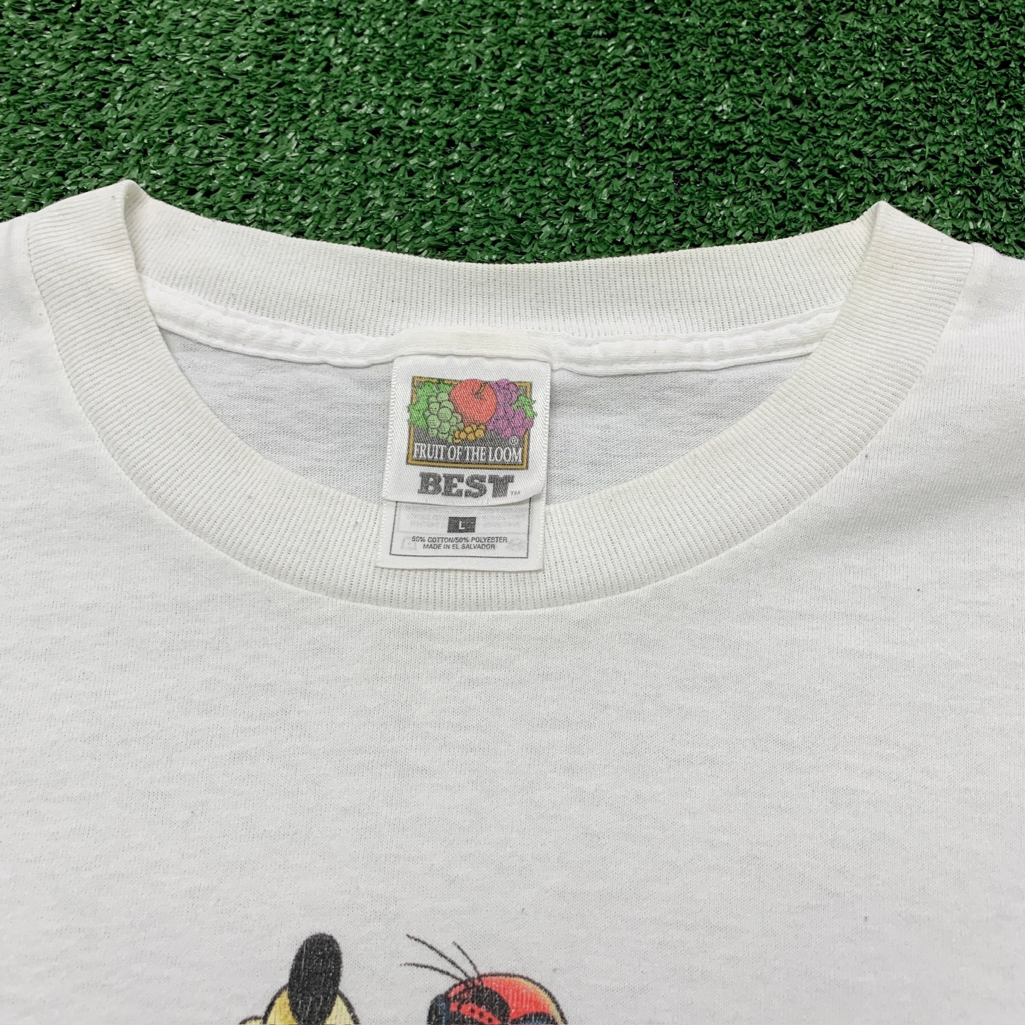 Vintage T Shirt Mens Medium White Graphic Print 90s Disney Mickey Cartoon