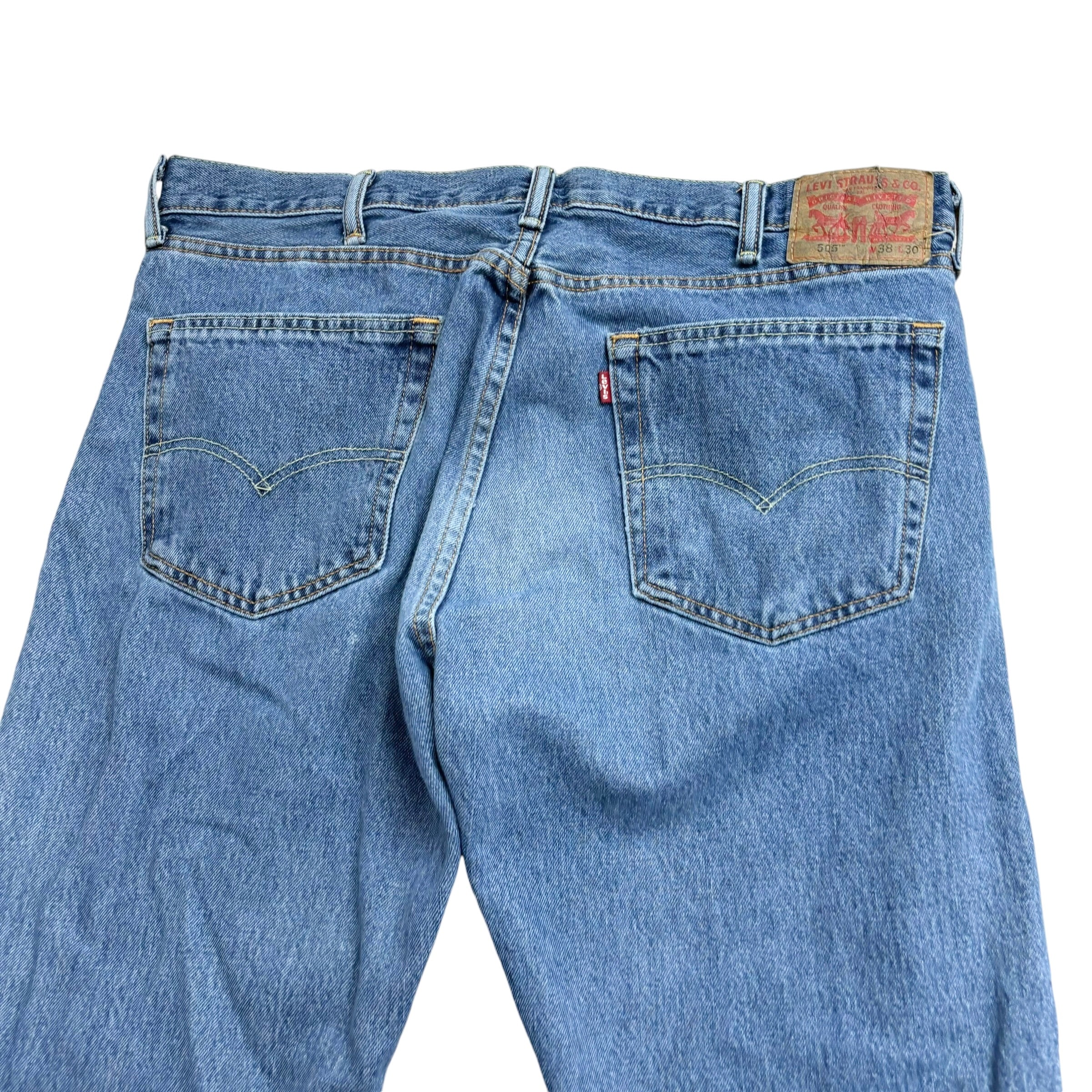 Levis 505 Jeans W38 L30 Mens Mid Blue Regular Straight Fit Denim