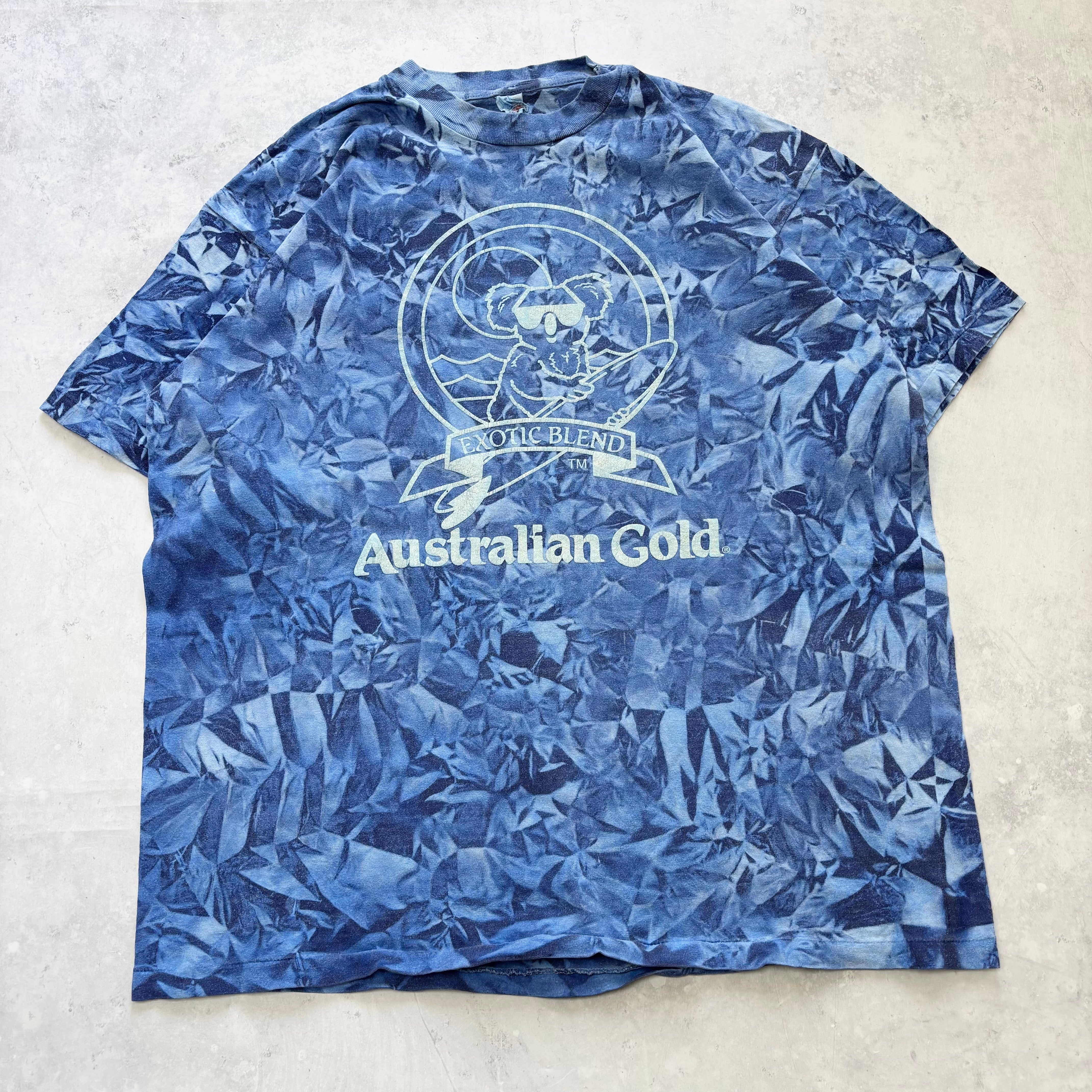 Vintage T Shirt Mens XL Blue Single Stitch Graphic Print 90s Tie Die