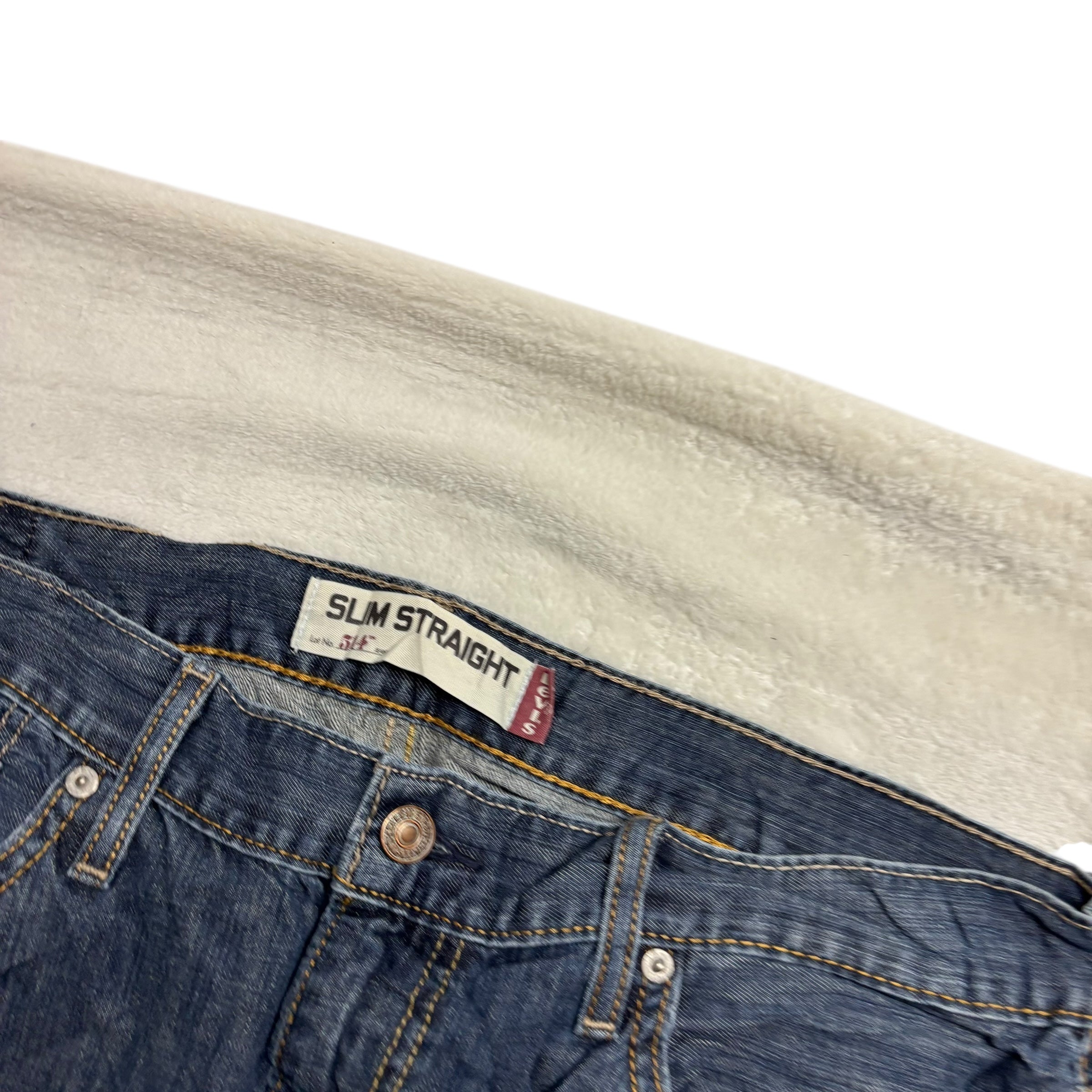 Levis 514 Jeans W36 L32 Mens Dark Blue Regular Straight Fit Vintage Denim (E)