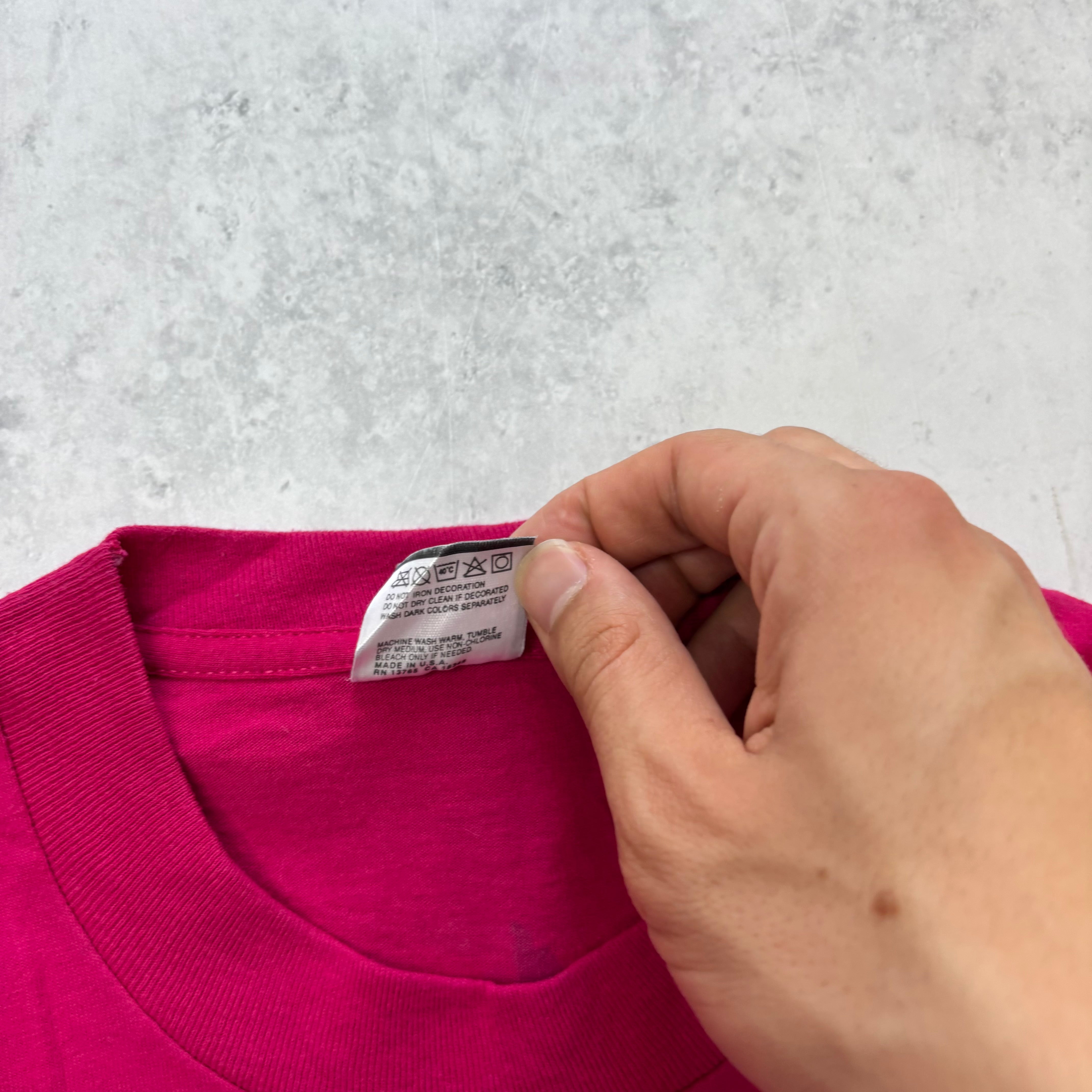 Vintage T Shirt Mens XL Pink Single Stitch Graphic Print 90s Sports