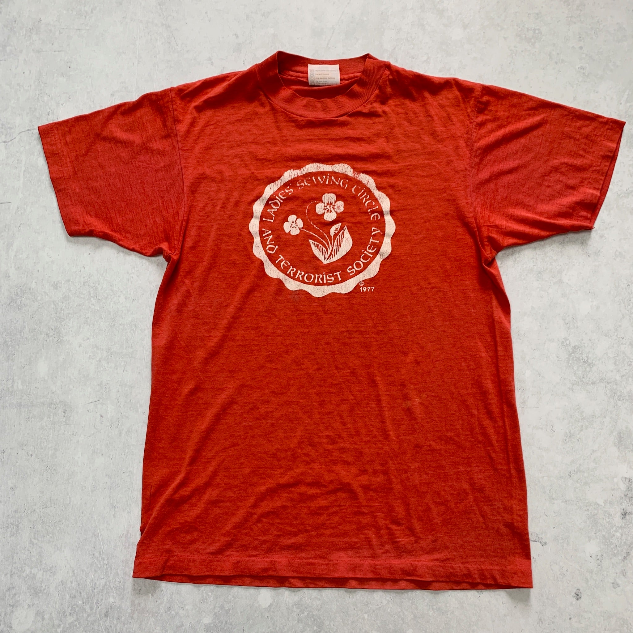 Vintage T Shirt Mens XS Red Single Stitch Graphic Print 70s USA