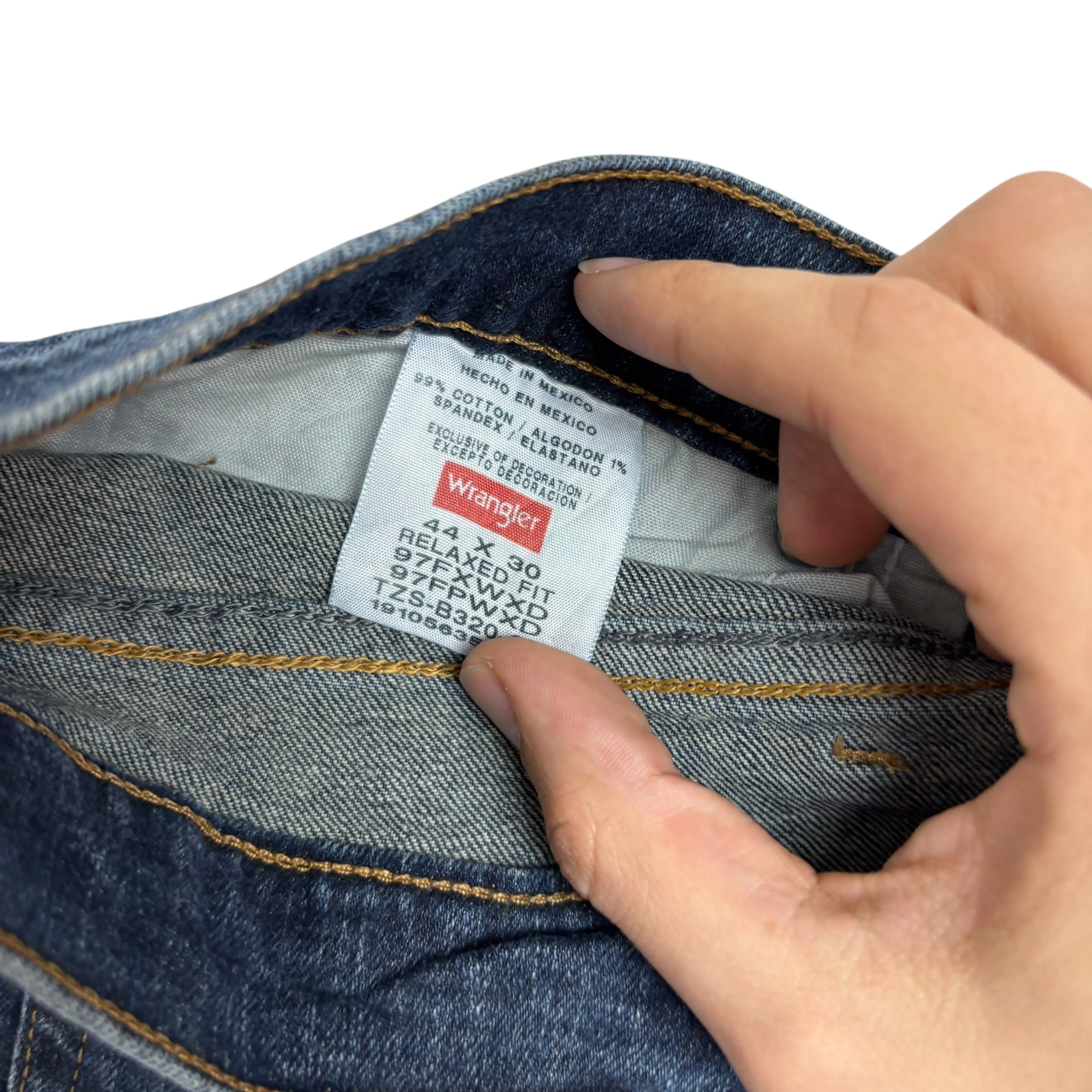 Wrangler Jeans W44 L30 Mens Dark Blue Relaxed Straight Fit Stretch Denim (E)