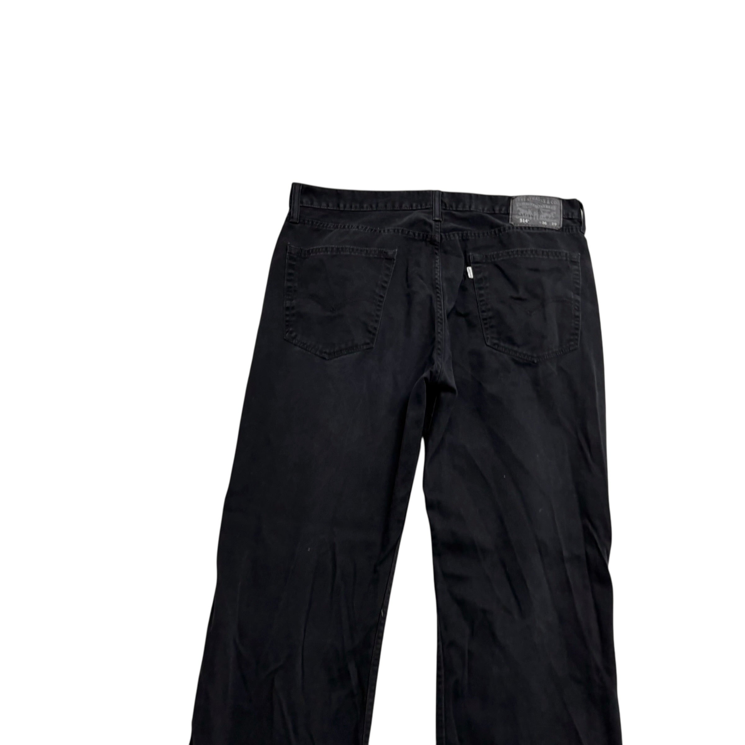 Levis 514 Trousers W36 L29 Mens Black Regular Straight Fit Cotton Pants (E)