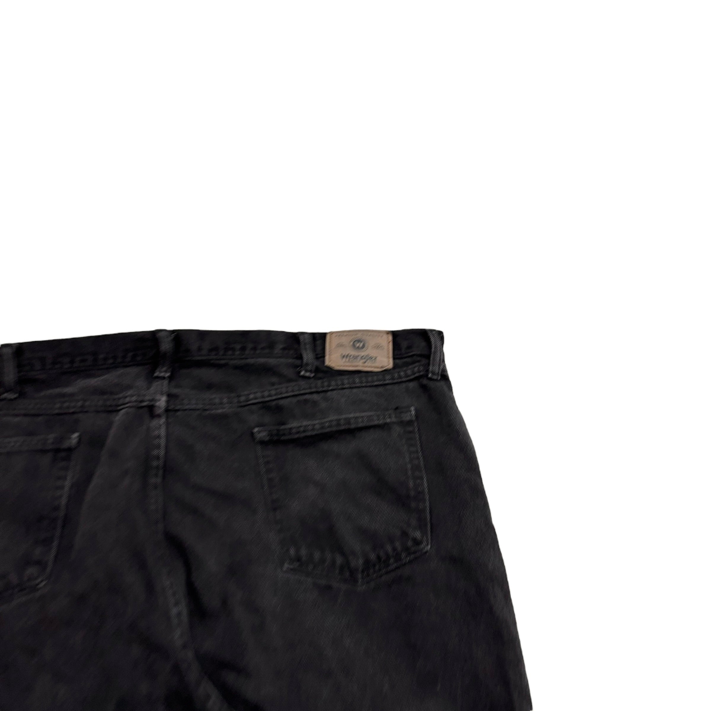 Wrangler Jeans W46 L30 Mens Black Relaxed Straight Fit Denim (E)