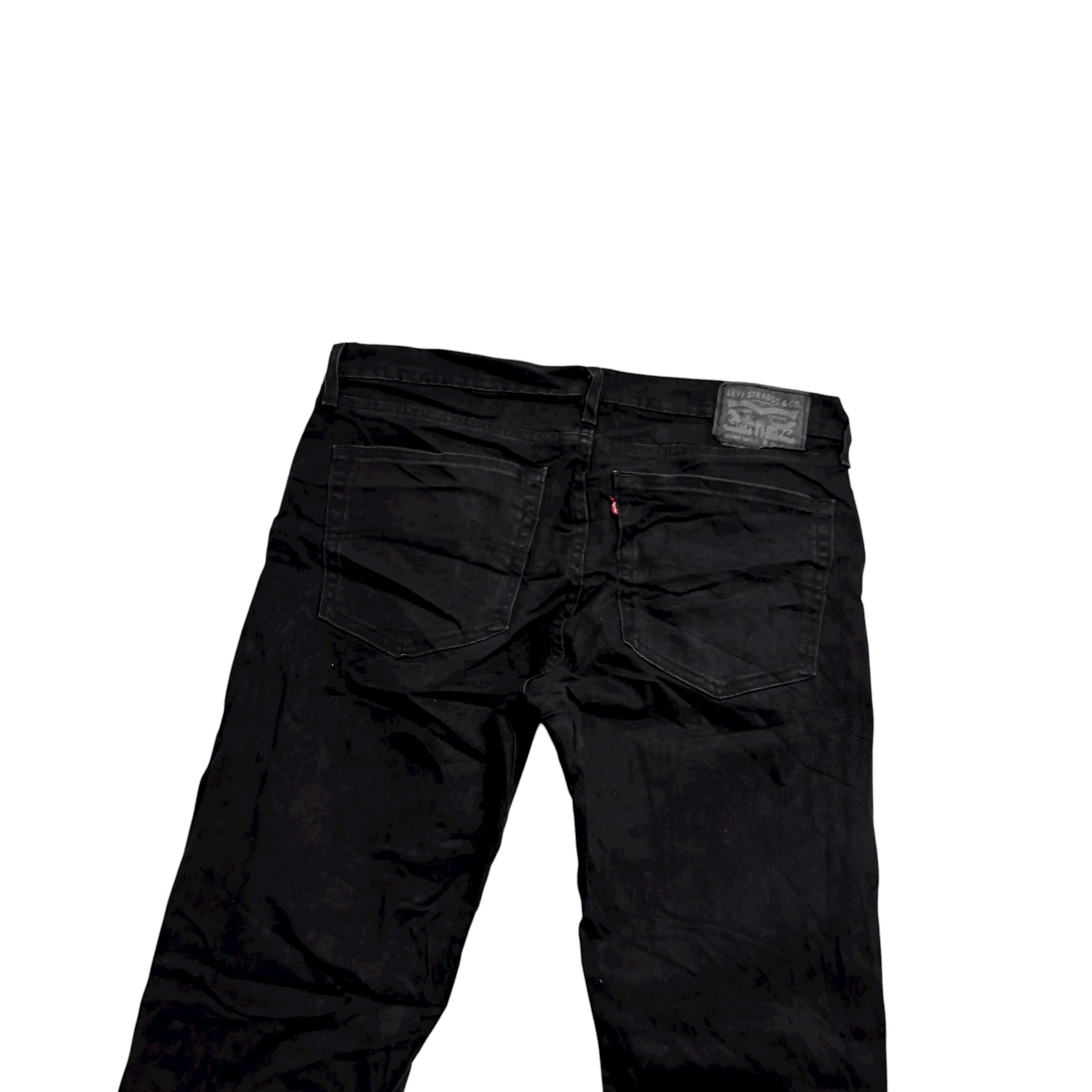 Levis Skinny Taper Jeans W36 L32 Mens Black Stretch Denim (E)