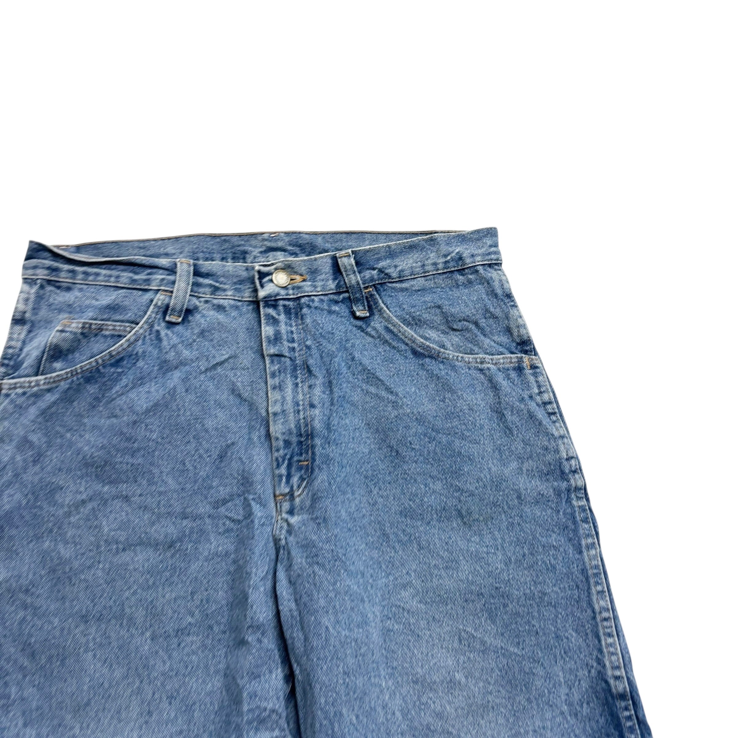 Vintage Wrangler Baggy Jorts W33 Mens Denim Shorts Mid Blue Relaxed Fit