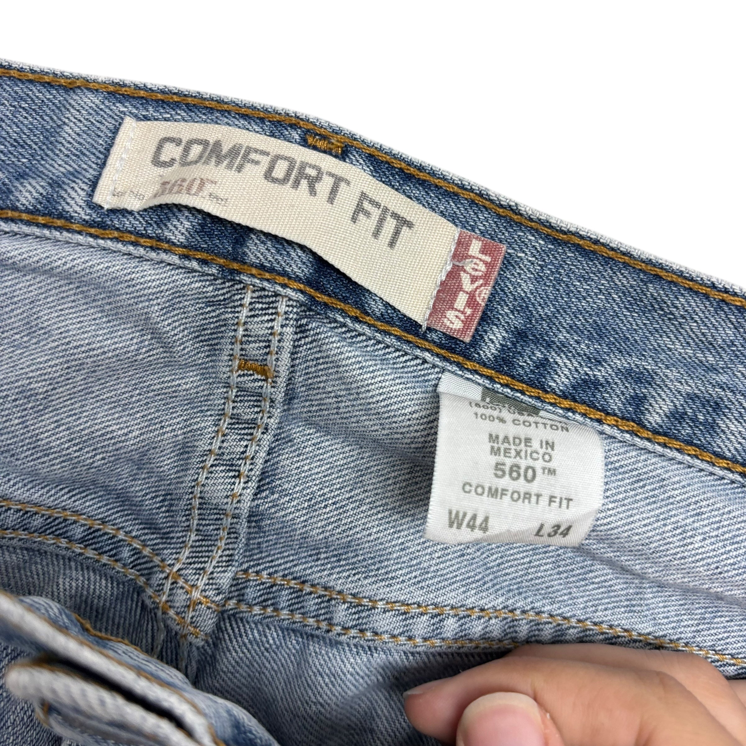 Levis 560 Jeans W44 L32 Mens Light Blue Baggy Relaxed Comfort Vintage Denim (E)