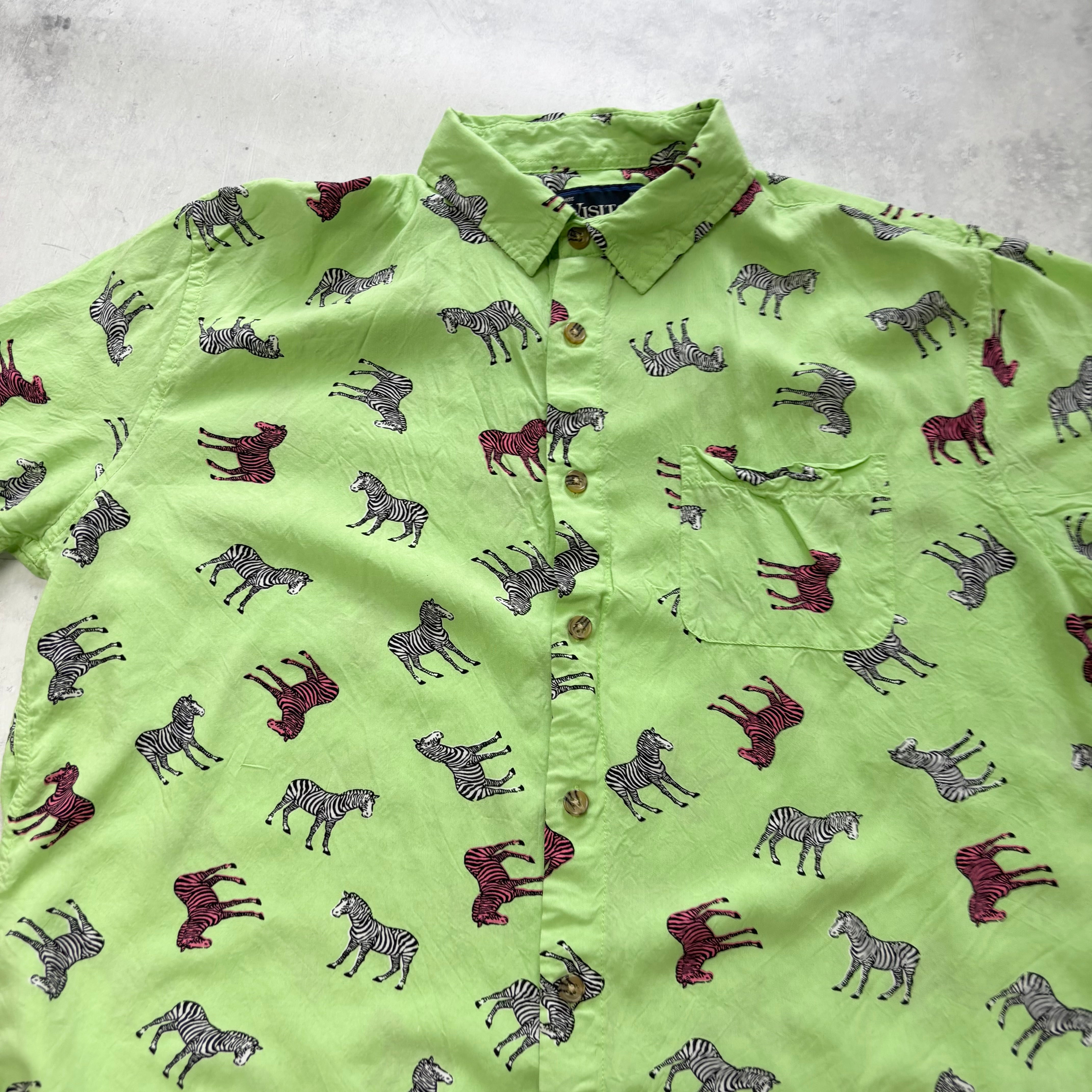 Hawaiian Shirt Mens Large Green Floral Aloha Short Sleeve Rayon Slim Fit (E)