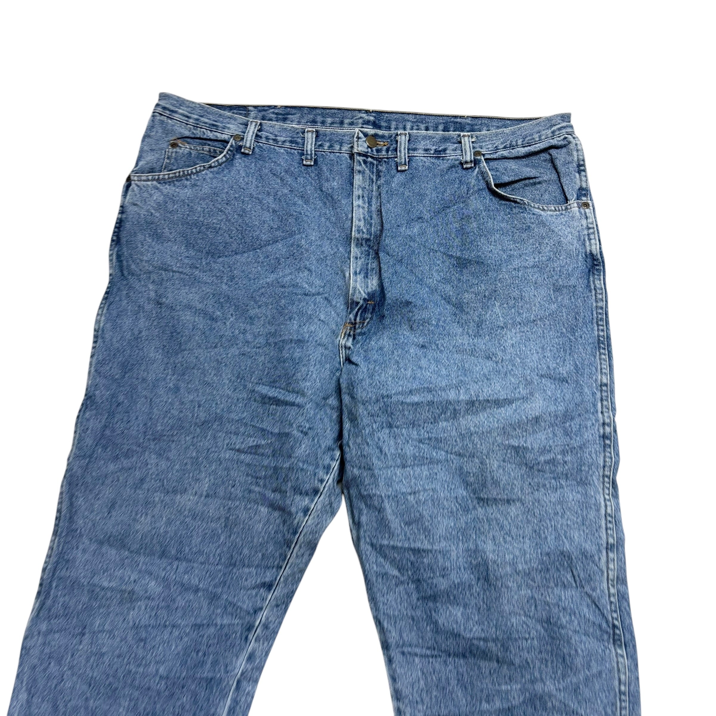 Wrangler Jeans W44 L30 Mens Mid Blue Relaxed Tapered Fit Made In USA Vintage (E)
