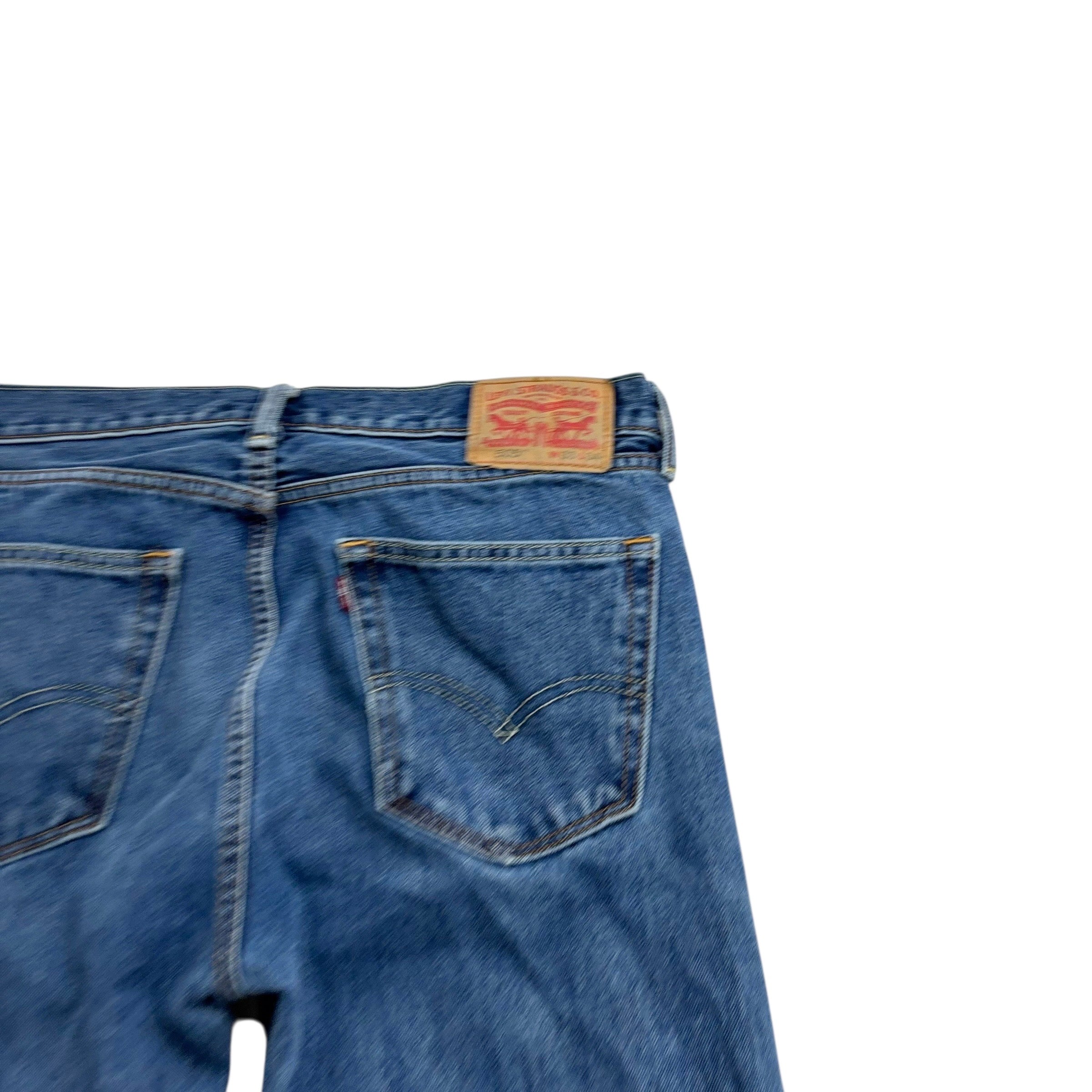 Levis 505 Jeans W33 L34 Mens Mid Blue Regular Straight Fit Denim (F)