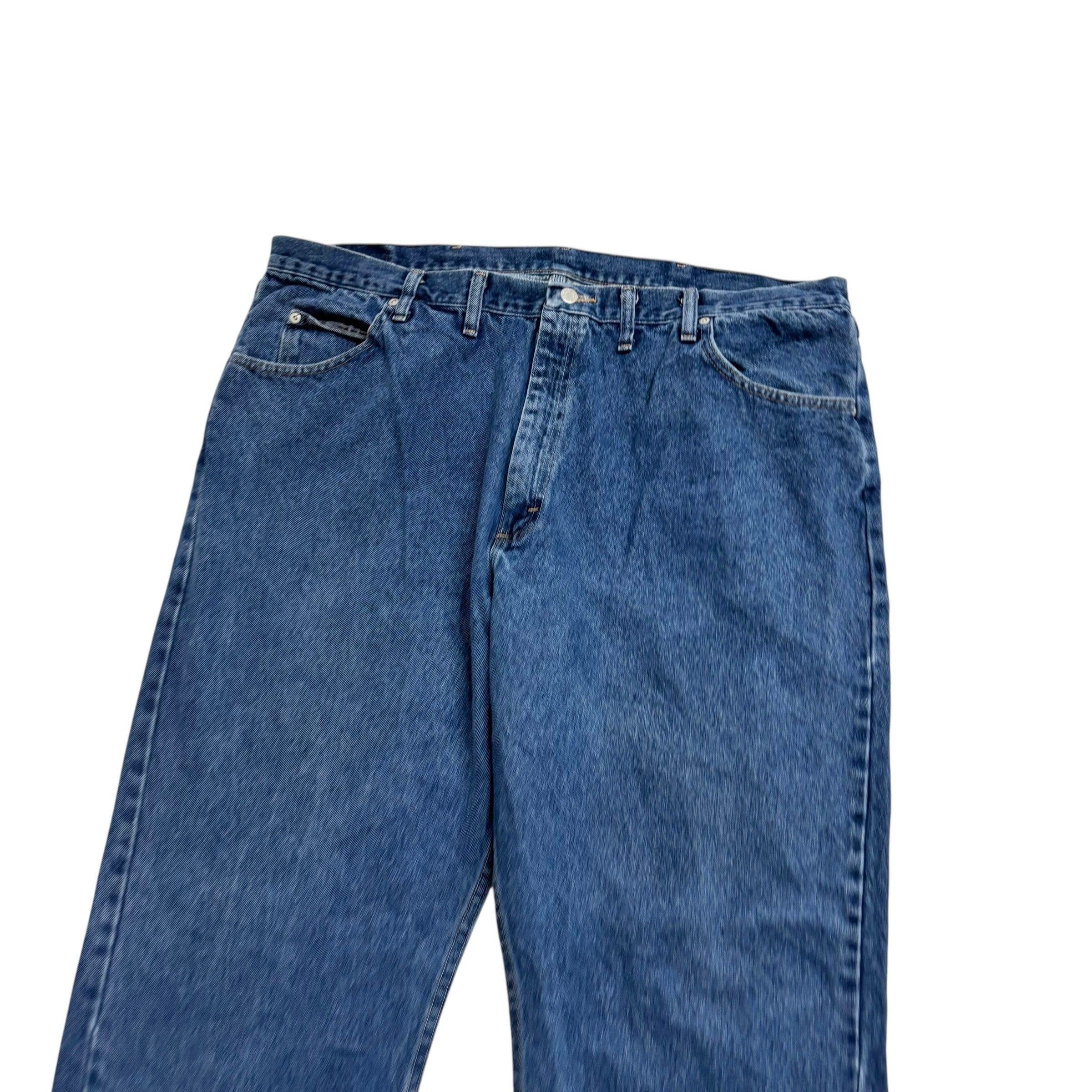 Wrangler Jeans W42 L30 Mens Mid Blue Relaxed Straight Fit Denim (E)