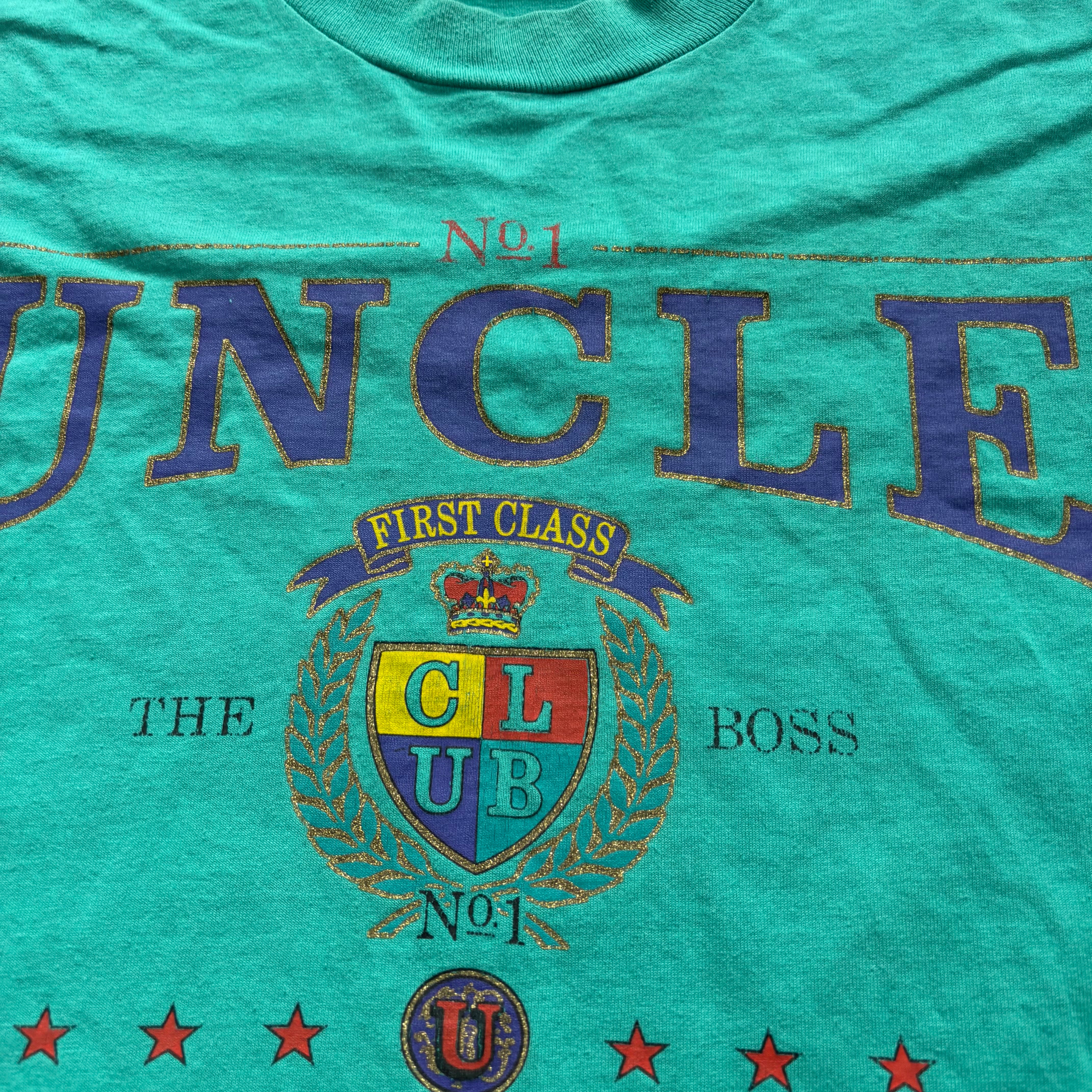 Vintage T Shirt Mens XL Blue Teal Single Stitch Graphic Print 90s USA (E)