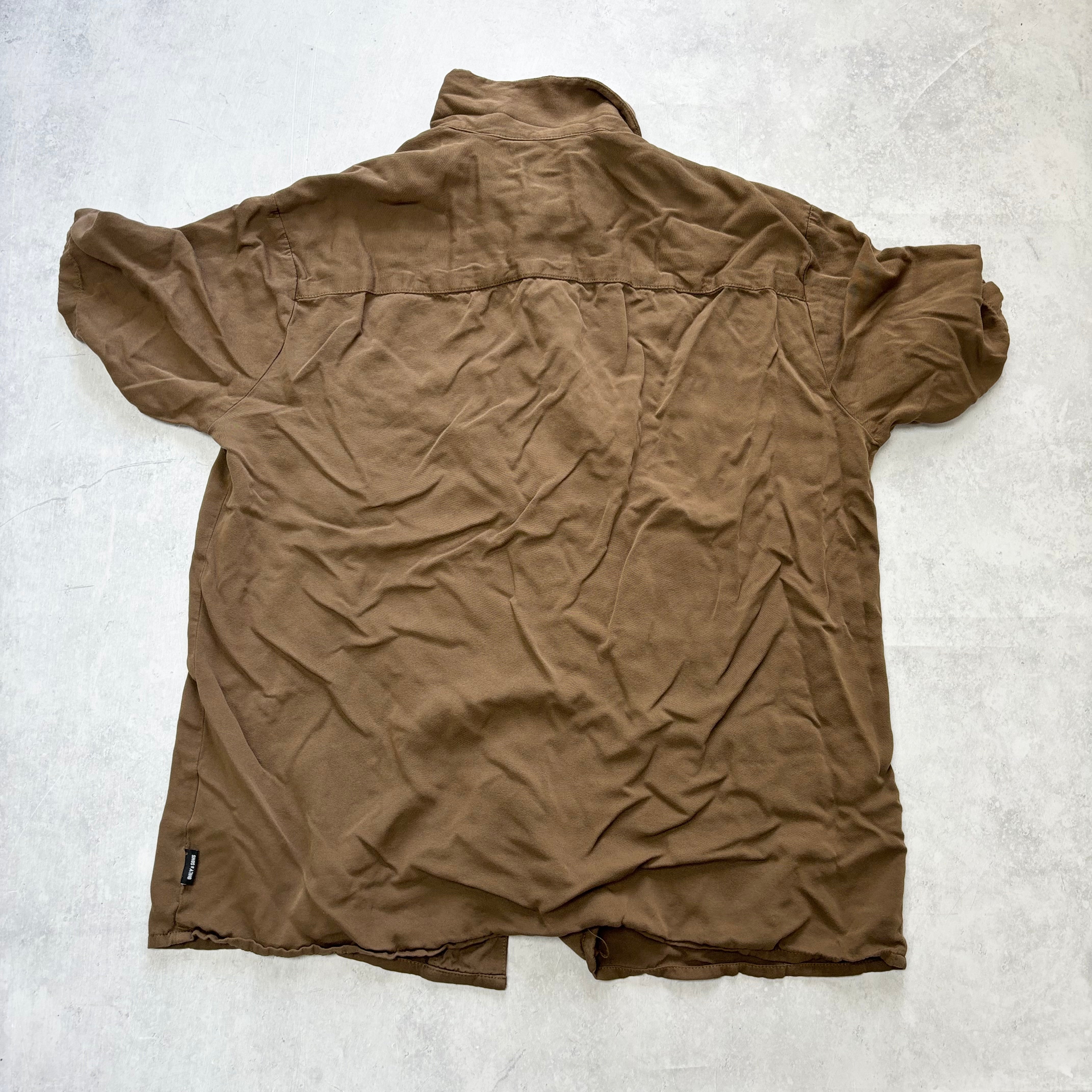 Only & Sons Shirt Mens Small Brown Short Sleeve Relaxed Fit Viscose (E)