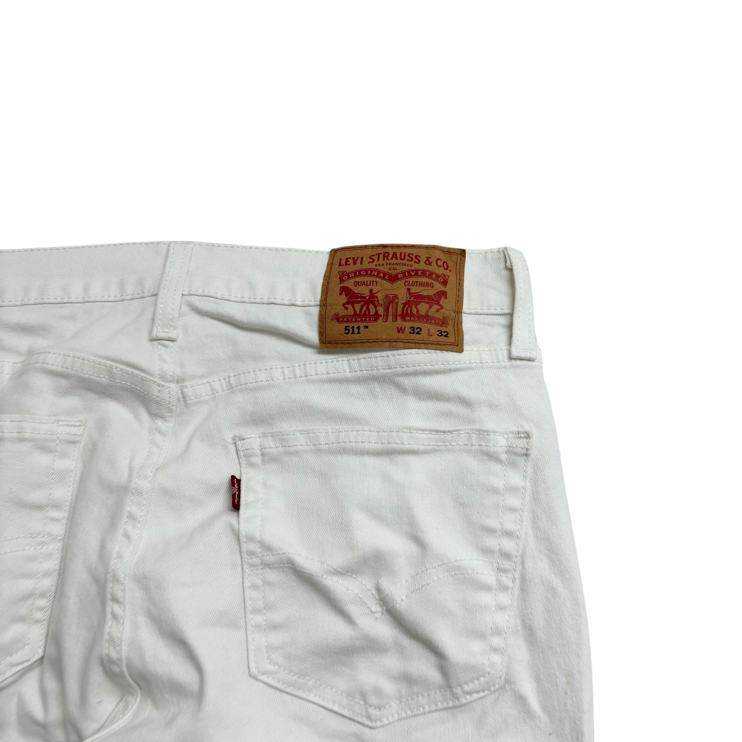 Levis 511 Jeans W32 L32 Mens White Slim Fit Stretch Denim