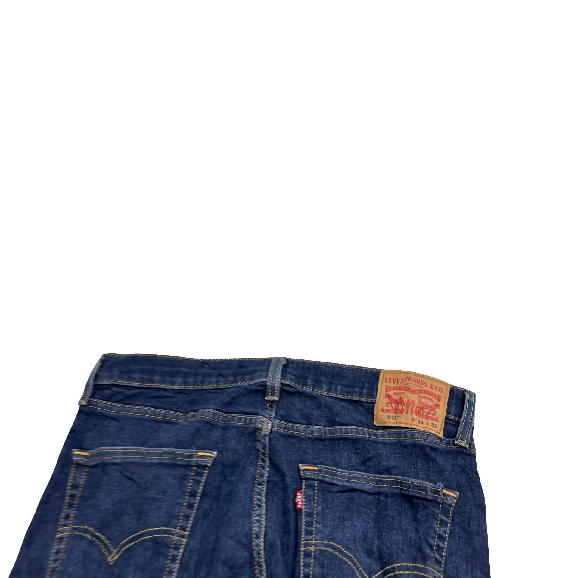 Levis 541 Jeans W34 L32 Mens Dark Blue Athletic Tapered Fit Stretch Denim (E)